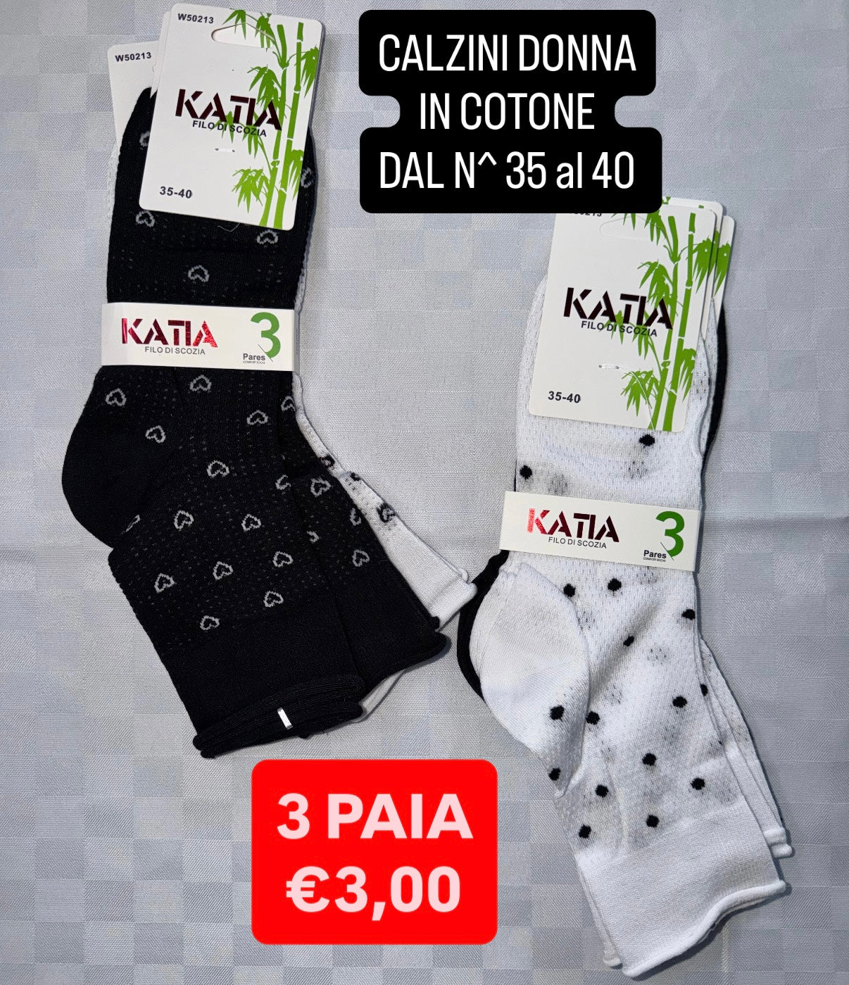 CALZINO DONNA IN COTONE CORTO Dal Numero 35 al 40,CONFEZIONE DA 3 PAIA (COLORE CASUALE)