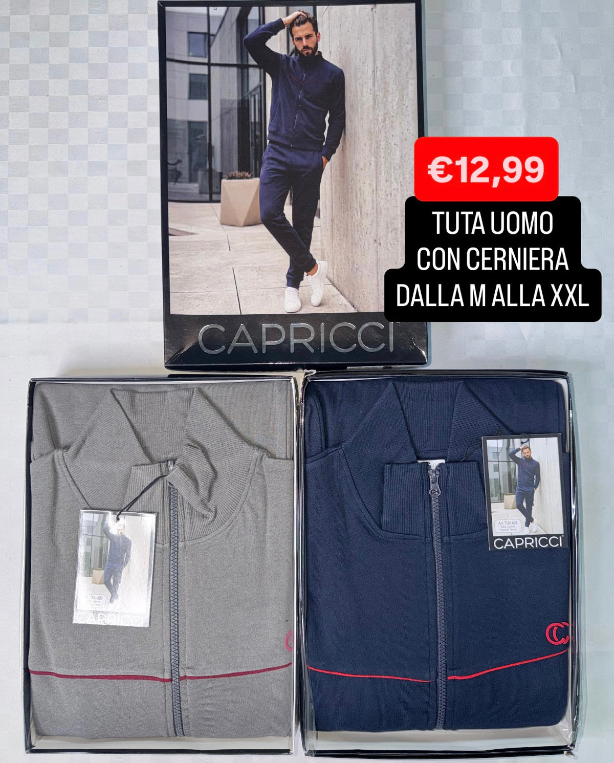 TUTA UOMO Manica lunga e Pantalone lungo con cerniera