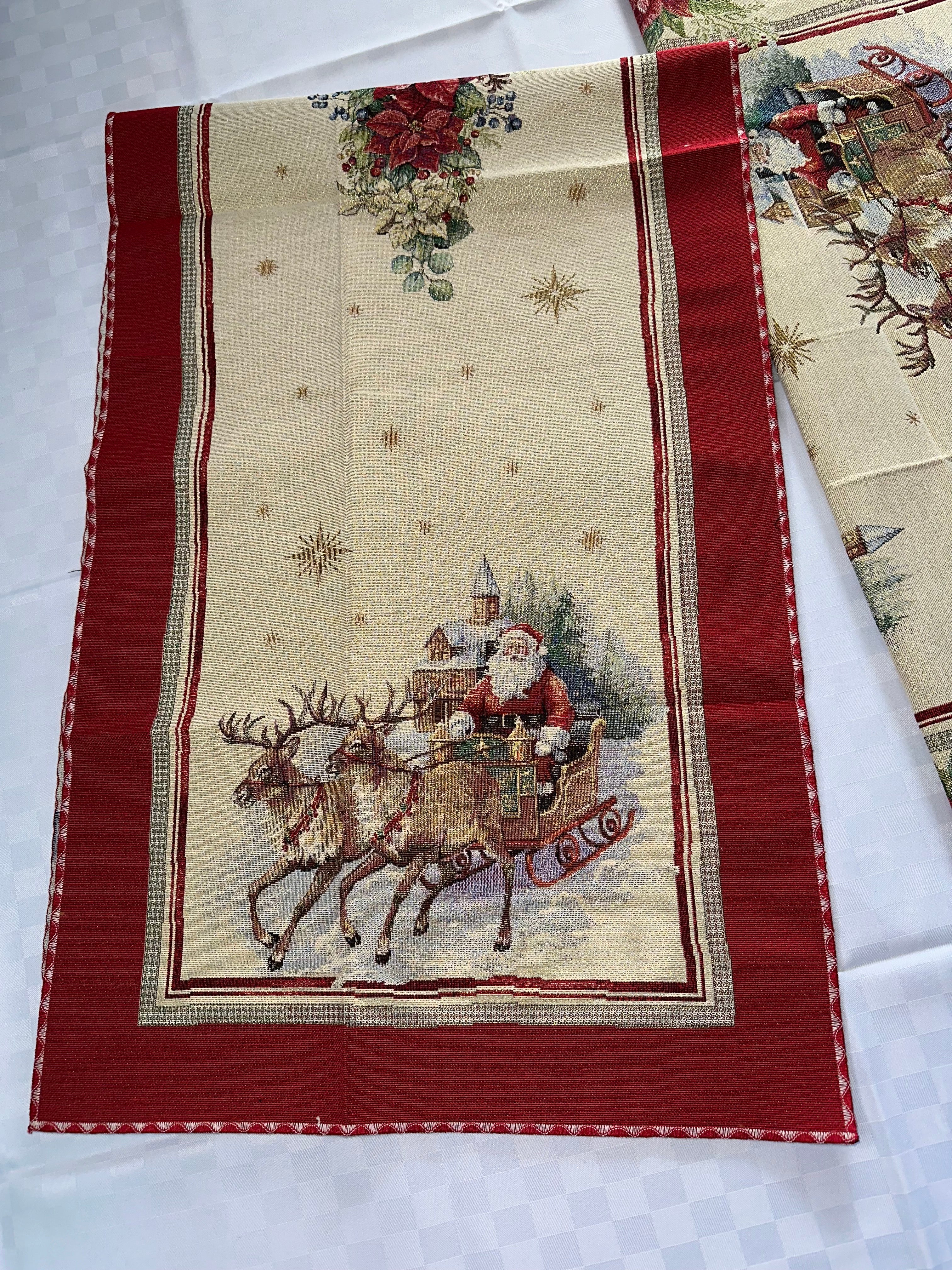 COORDINATO VINGI NATALIZIO IN TESSUTO GORBELIN disponibile Runner 40x140cm e Centrotavola 100x100cm art.Slitta