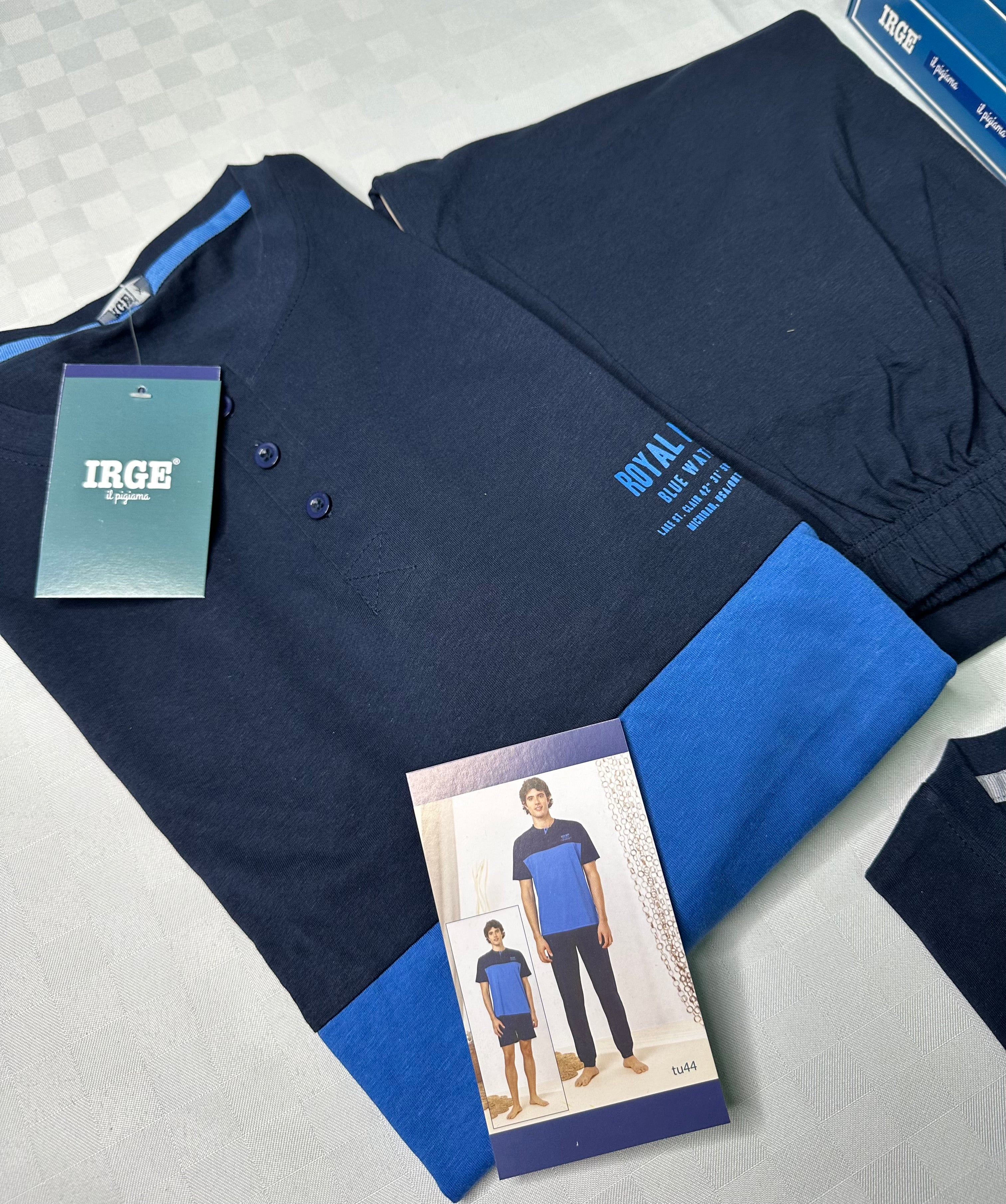 PIGIAMA UOMO 3 PEZZI IN 100% COTONE Maglia mezza manica, Pantalone lungo e Pantaloncino corto