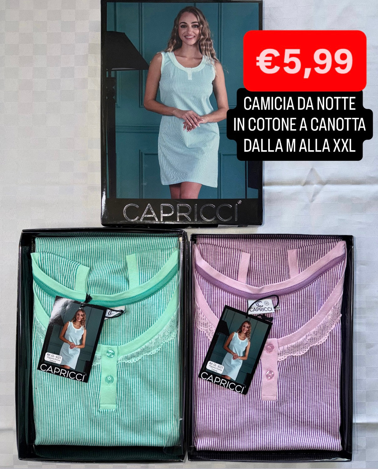 CAMICIA DA NOTTE A Canotta  in 100% cotone