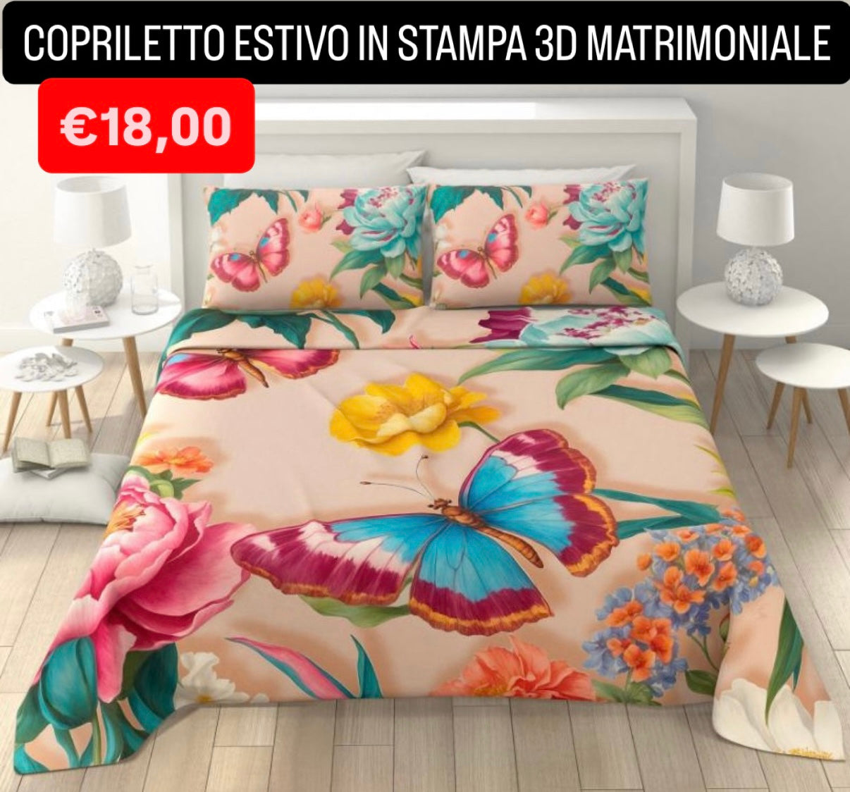 COPRILETTO ESTIVO IN STAMPA 3D MATRIMONIALE misura 260x250cm