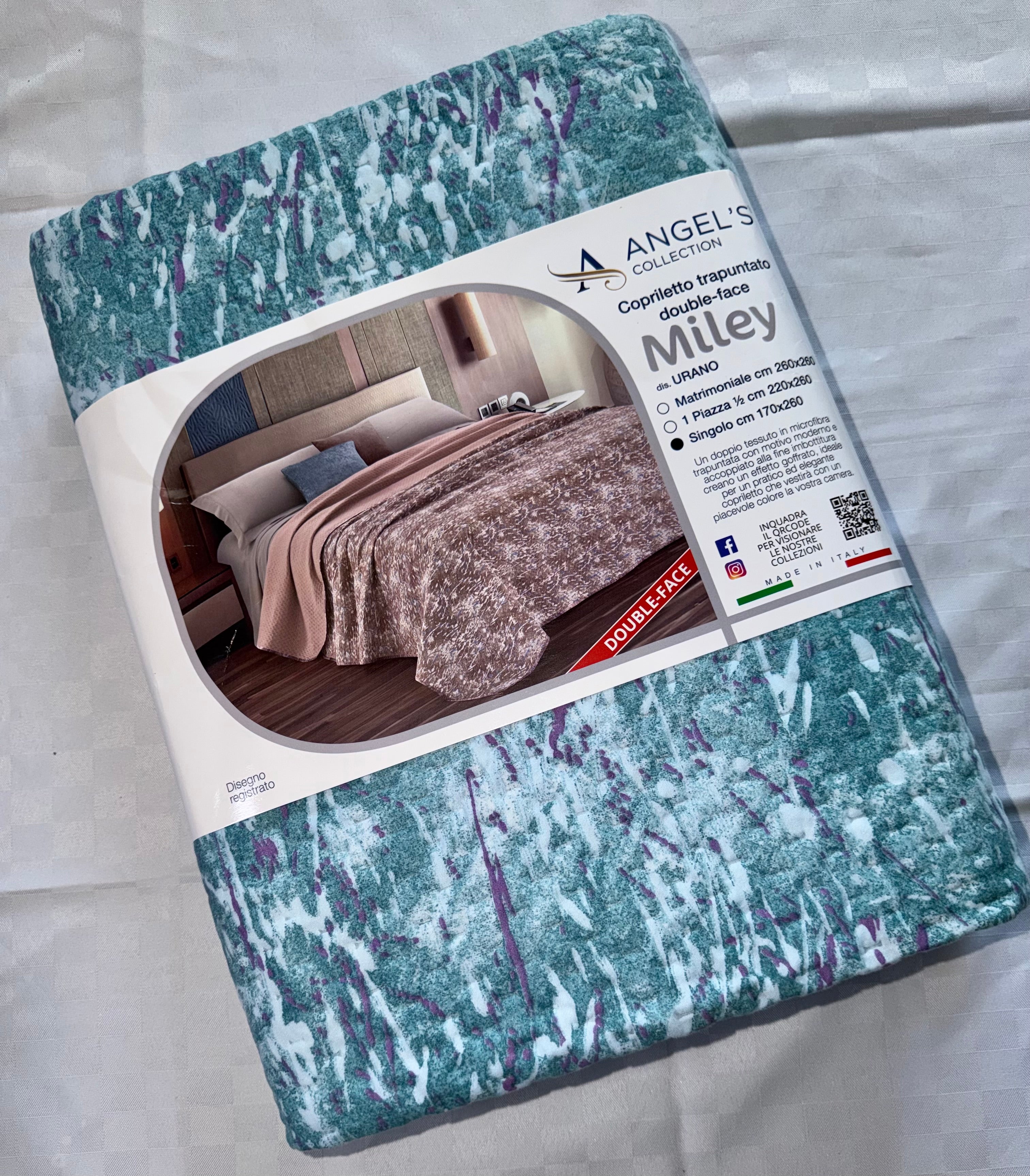 COPRILETTO ESTIVO PER LETTO SINGOLO misura 170x260cm DOUBLE-FACE (Fantasia e Tinta unita)
