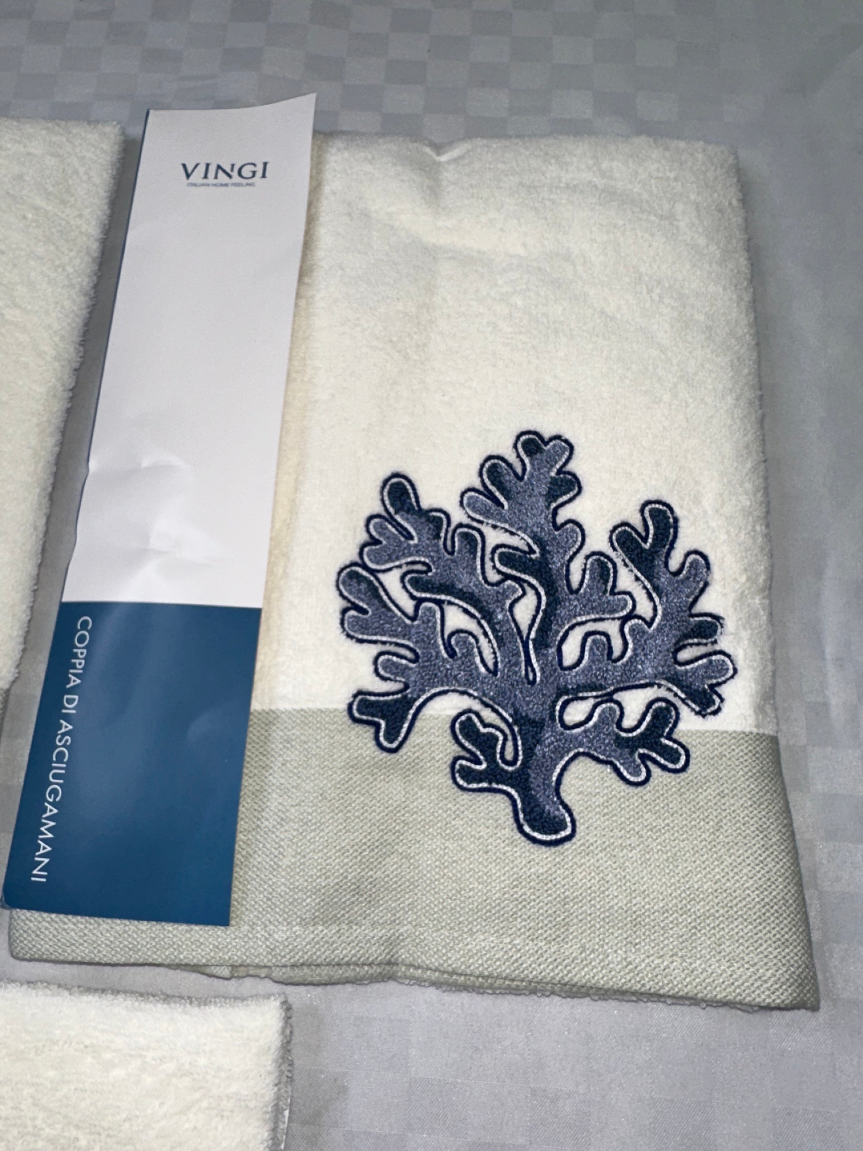 COPPIA ASCIUGAMANI BAGNO VINGI IN SPUGNA 1 Grande Viso + 1 Piccola Ospite