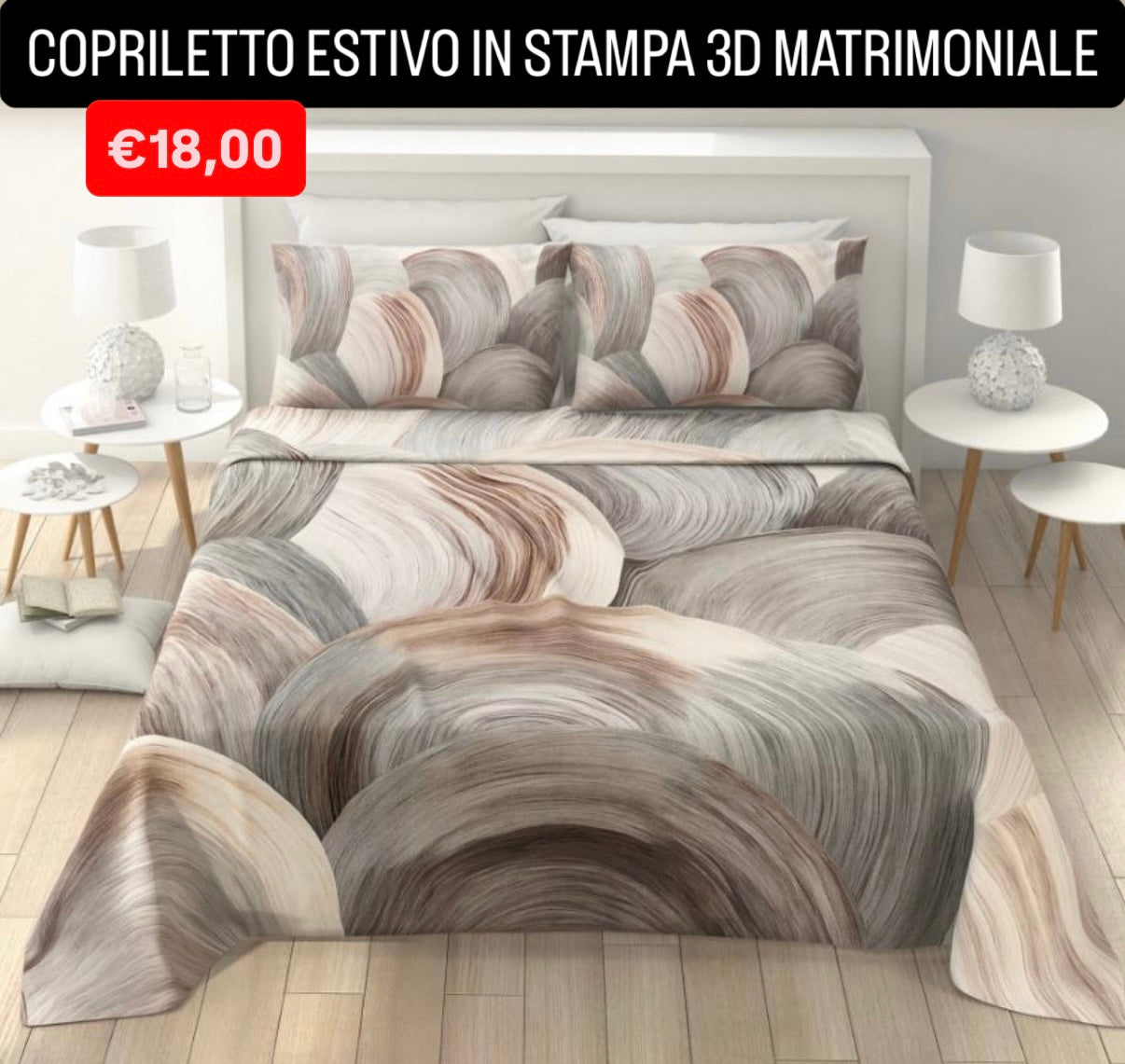 COPRILETTO ESTIVO IN STAMPA 3D MATRIMONIALE misura 260x250cm