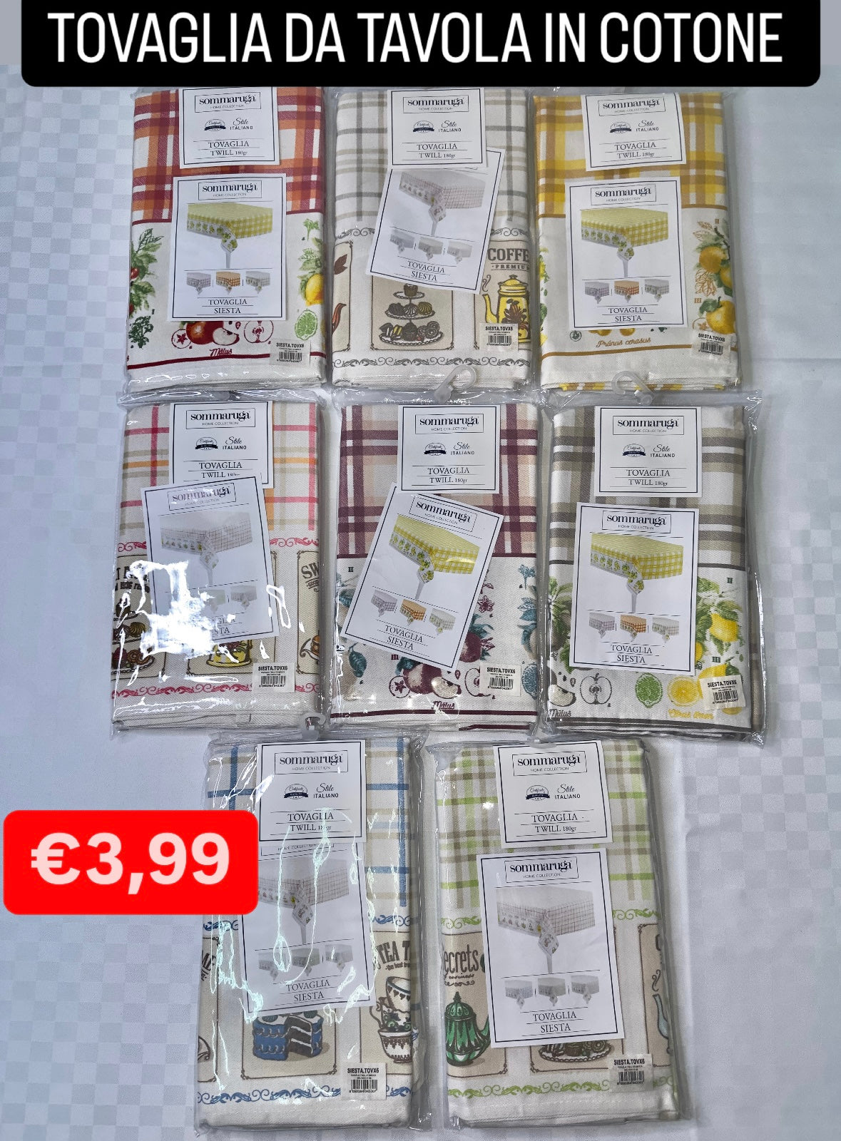 TOVAGLIA DA TAVOLA IN COTONE X6 PERSONE (140x180cm) e X12 PERSONE (140x240cm)