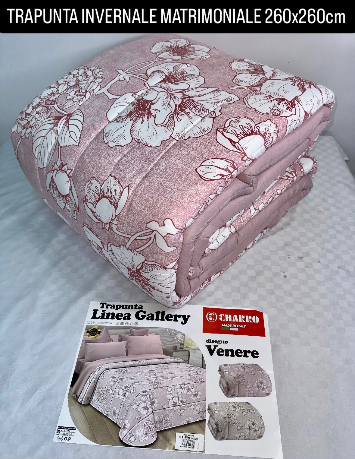 TRAPUNTA INVERNALE MATRIMONIALE DOUBLE-FACE misura 260x260cm