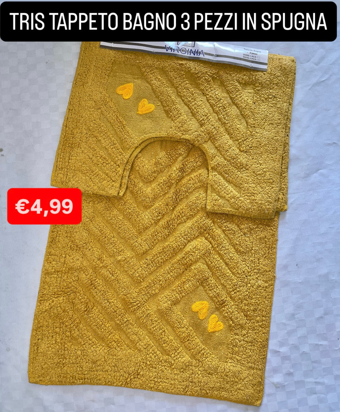TRIS TAPPETO BAGNO 3 PEZZI IN SPUGNA