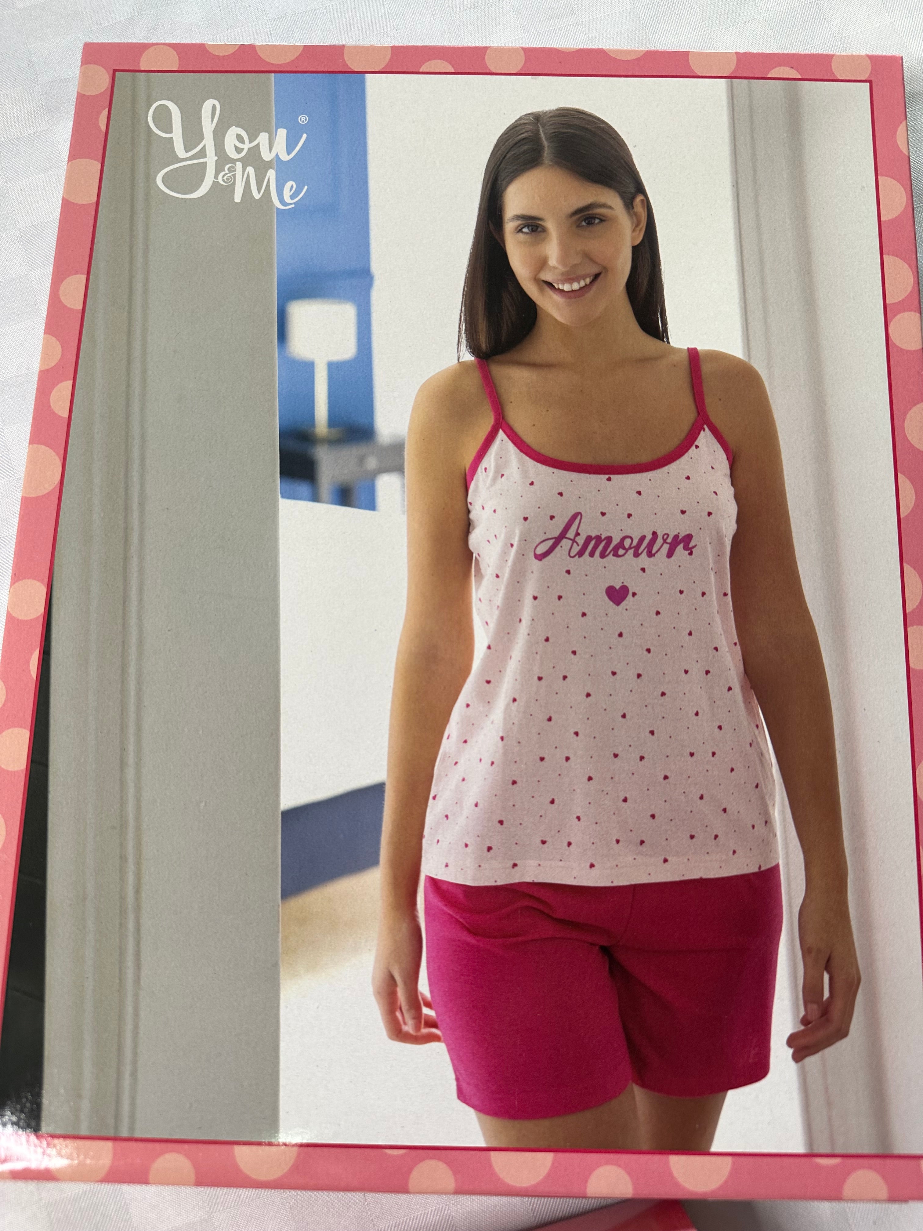 PIGIAMA DONNA IN COTONE 100% BRETELLINA E PANTALONCINO