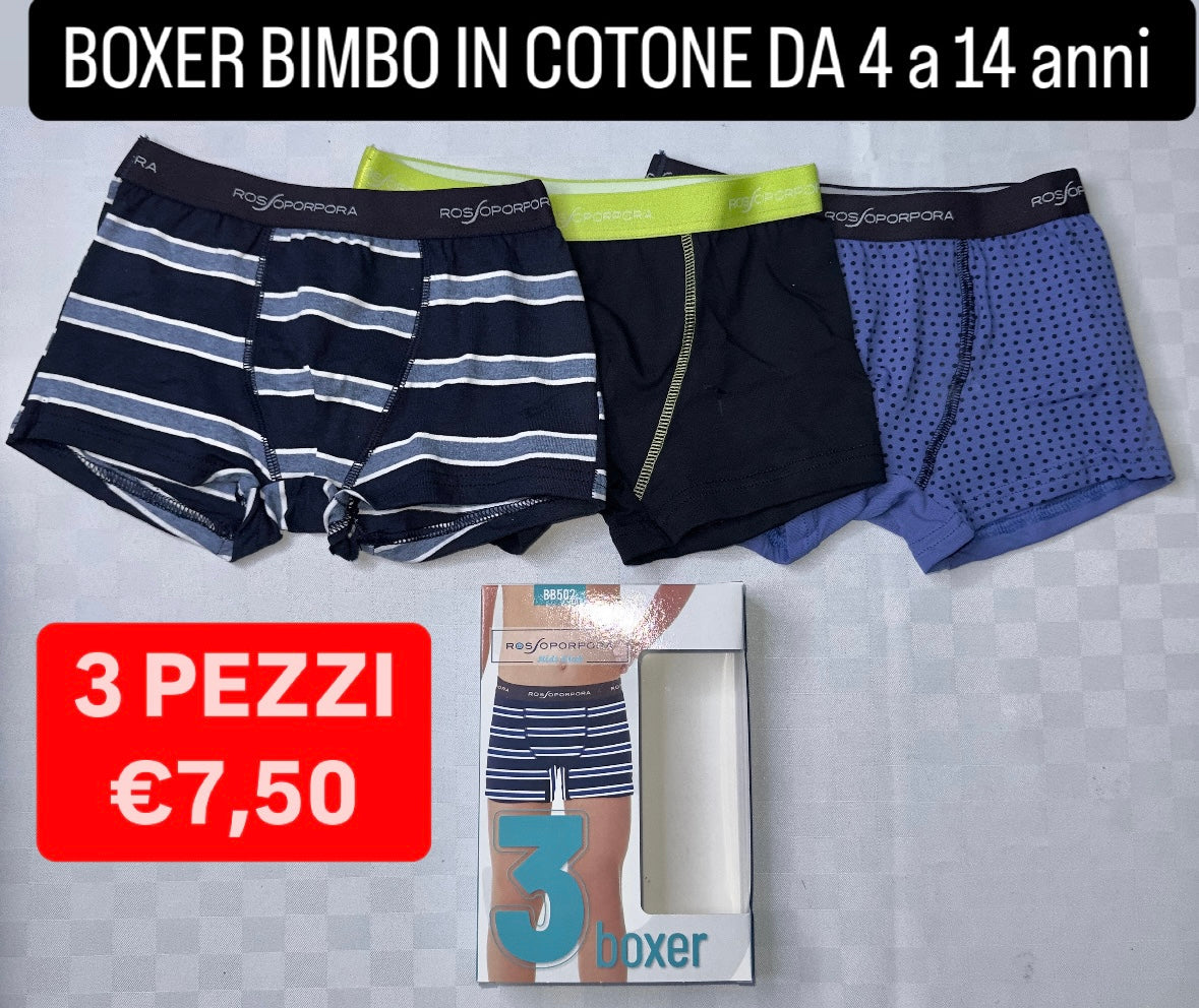 BOXER BIMBO IN COTONE SET DA 3 PEZZI (FANTASIA VARIABILE)