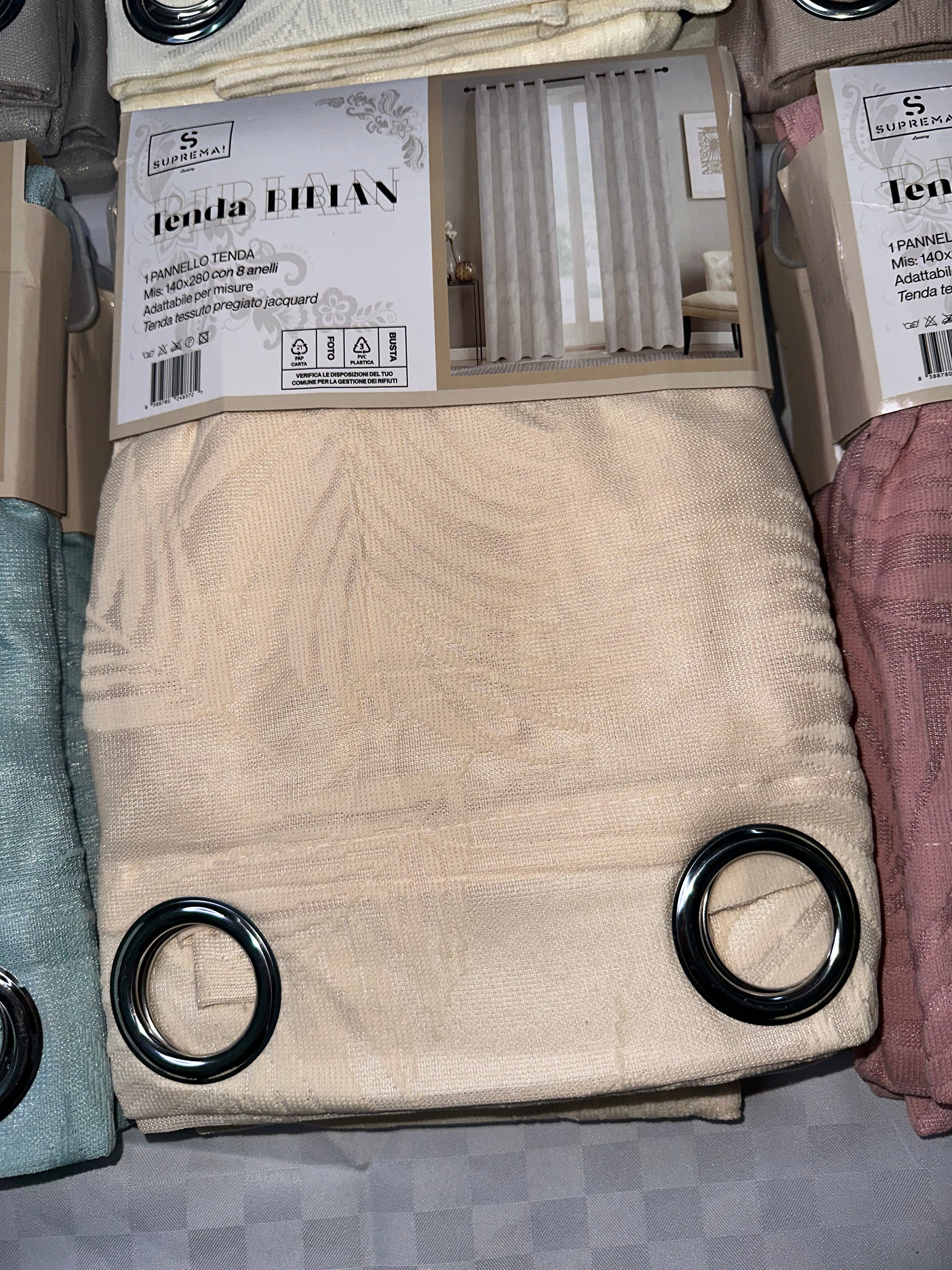 COPPIA DI TENDE PER INTERNI VELATE CONFEZIONE DA 2 TELI (OGNI TELO MISURA 140x280cm)art. Bibian