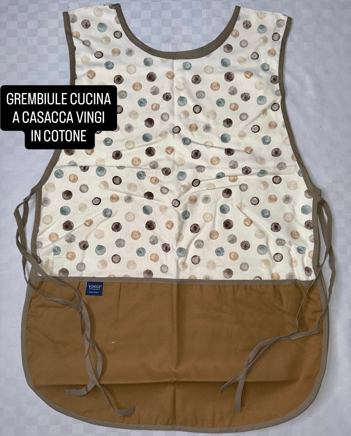 GREMBIULE CUCINA A CASACCA VINGI CON LACCI IN COTONE