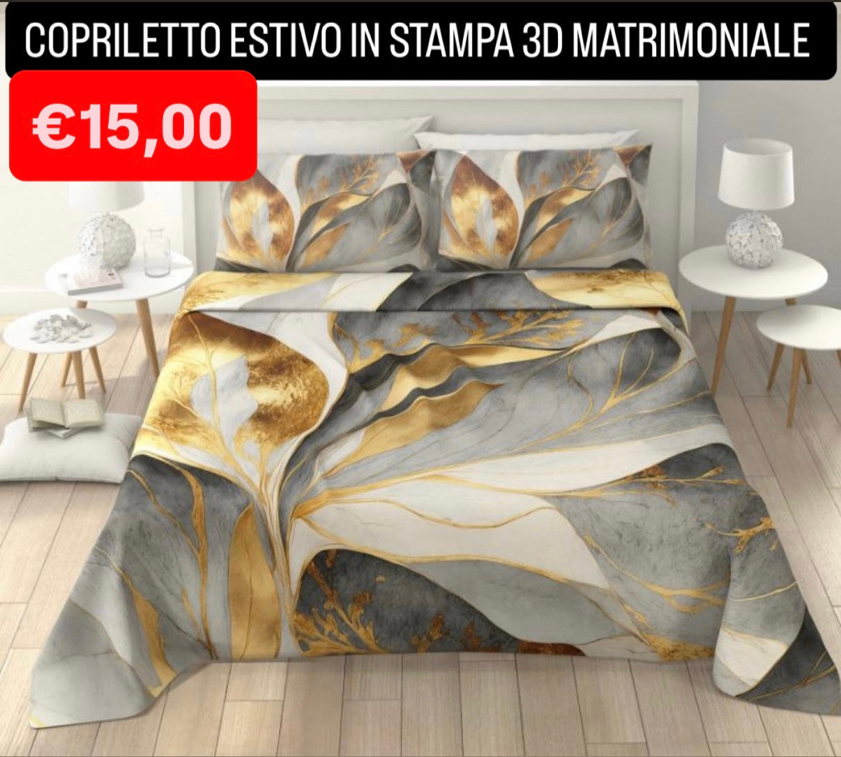 COPRILETTO ESTIVO IN STAMPA 3D MATRIMONIALE misura 260x250cm