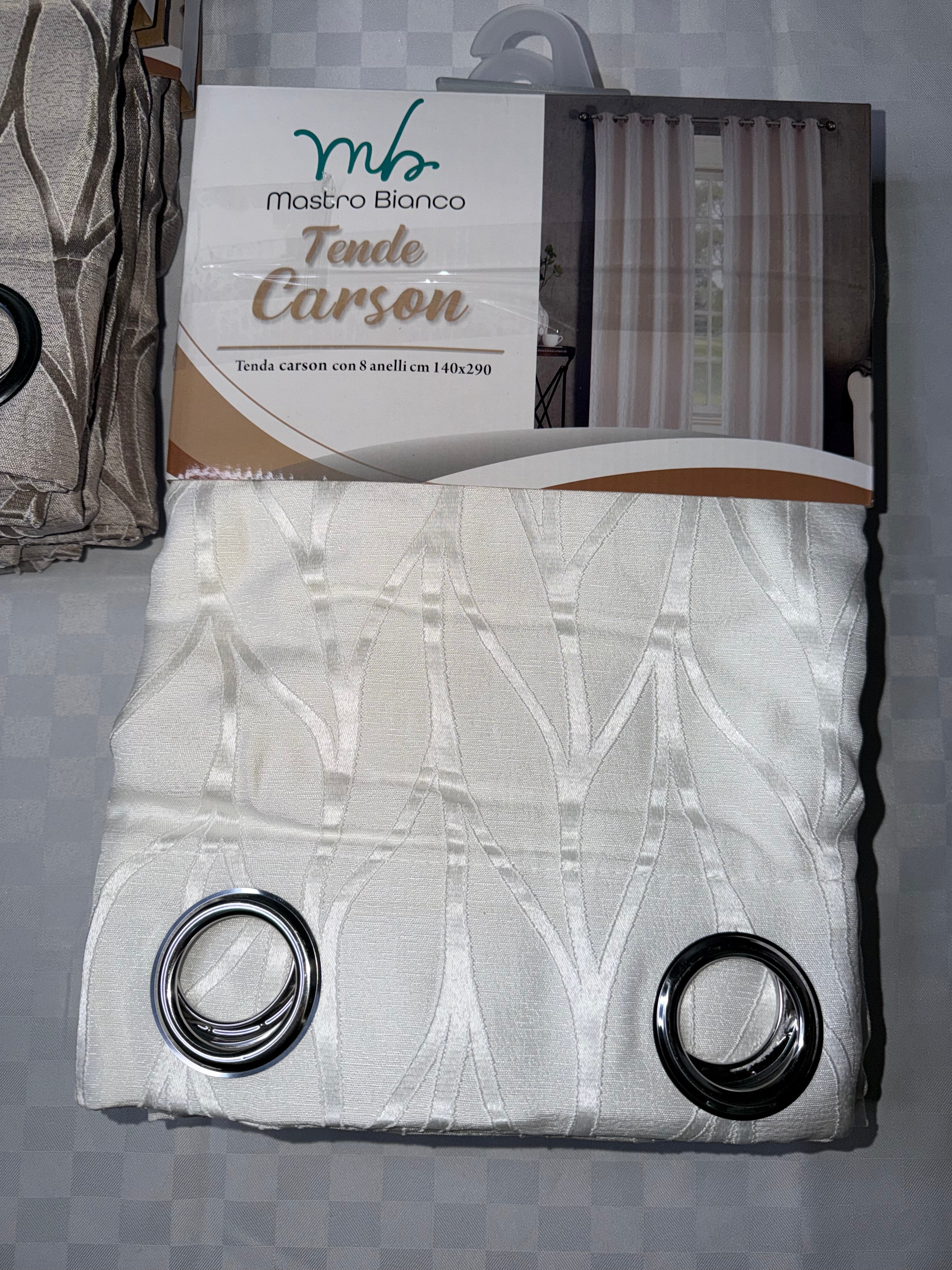 COPPIA DI TENDE PER INTERNI TESSUTO COPRENTE CONFEZIONE DA 2 TELI (OGNI TELO MISURA 140x290cm)art. Carson