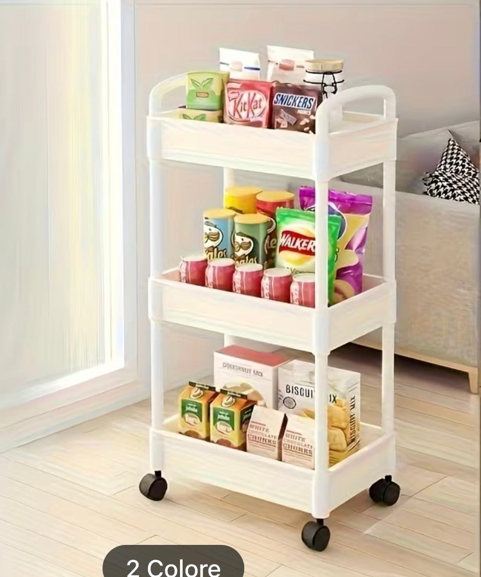 CARRELLO PORTA OGGETTI A 3 RIPIANI CON RUOTE misura 45x30x78cm