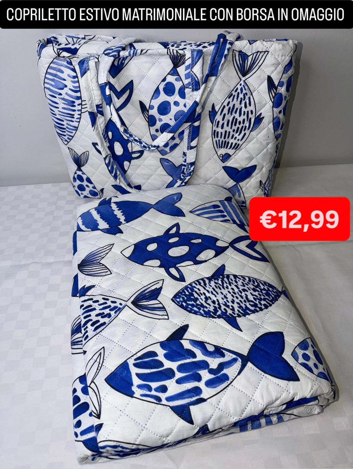 COPRILETTO ESTIVO MATRIMONIALE misura 260x260cm CON BORSA IN OMAGGIO