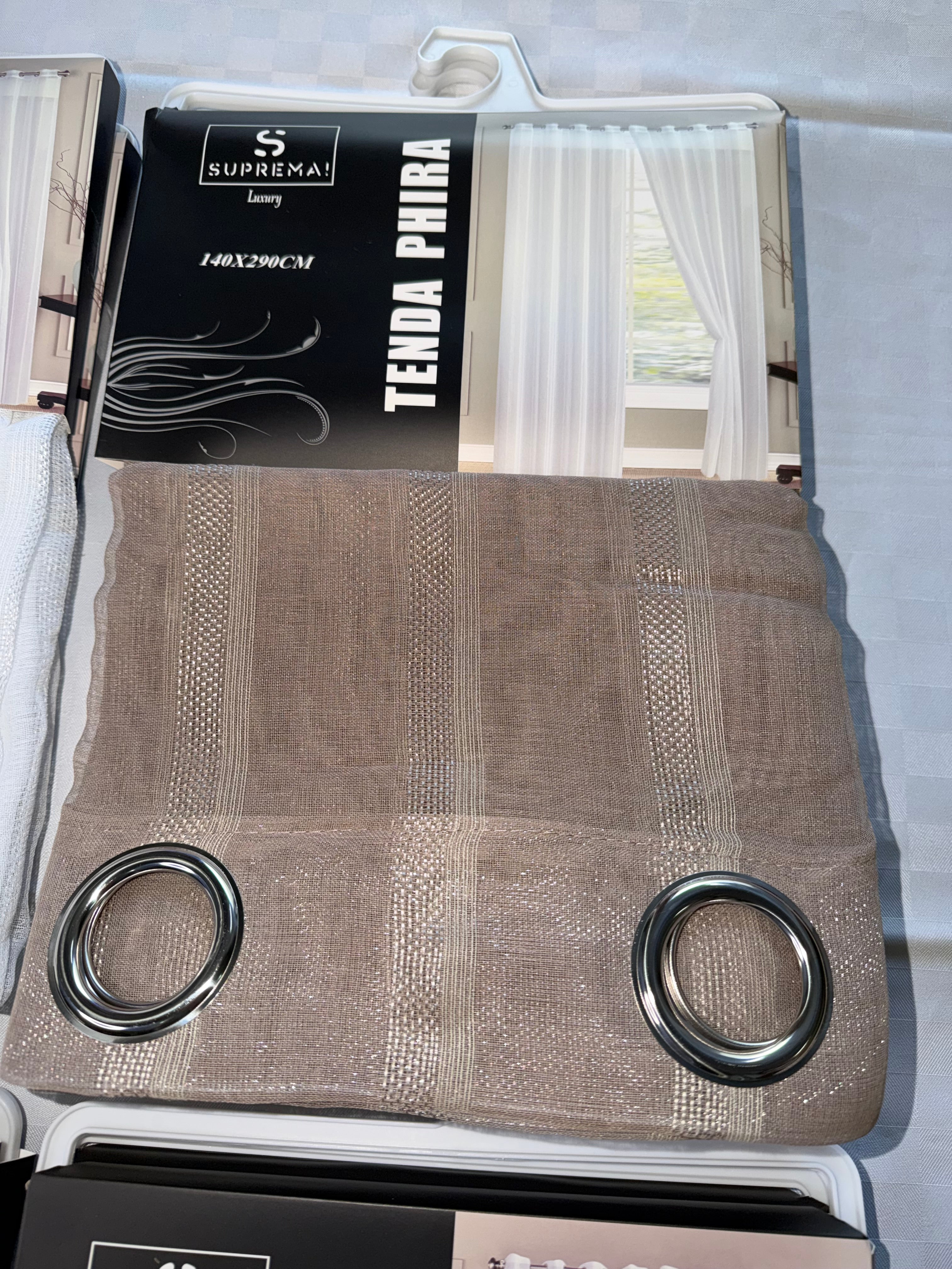 COPPIA DI TENDE PER INTERNI VELATE CONFEZIONE DA 2 TELI (OGNI TELO MISURA 140x290cm) art. Phira