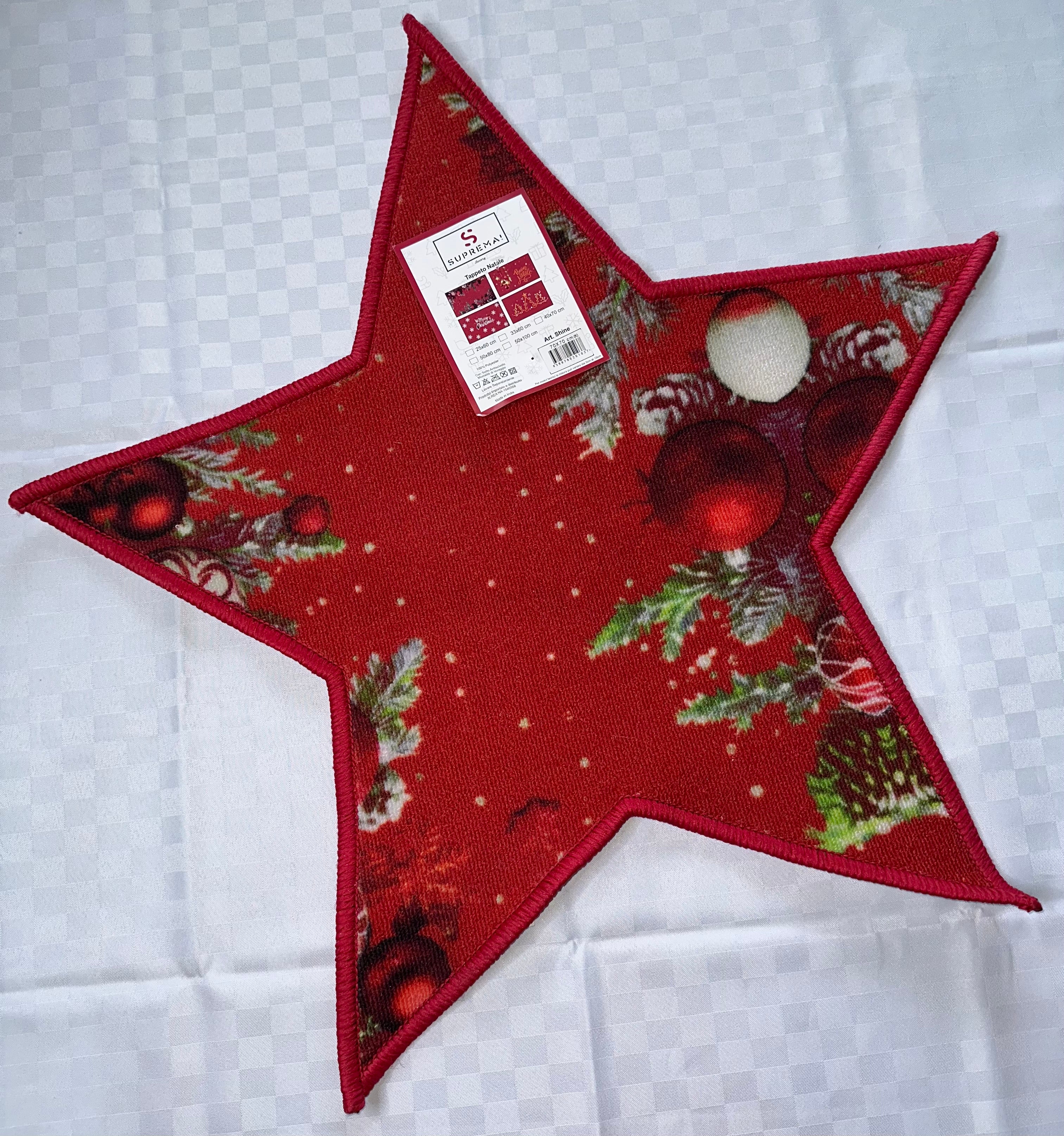 TAPPETO NATALIZIO ANTISCIVOLO A FORMA DI STELLA 70x70cm