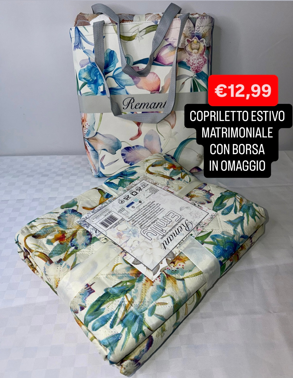 COPRILETTO ESTIVO MATRIMONIALE misura 250x260cm CON BORSA IN OMAGGIO