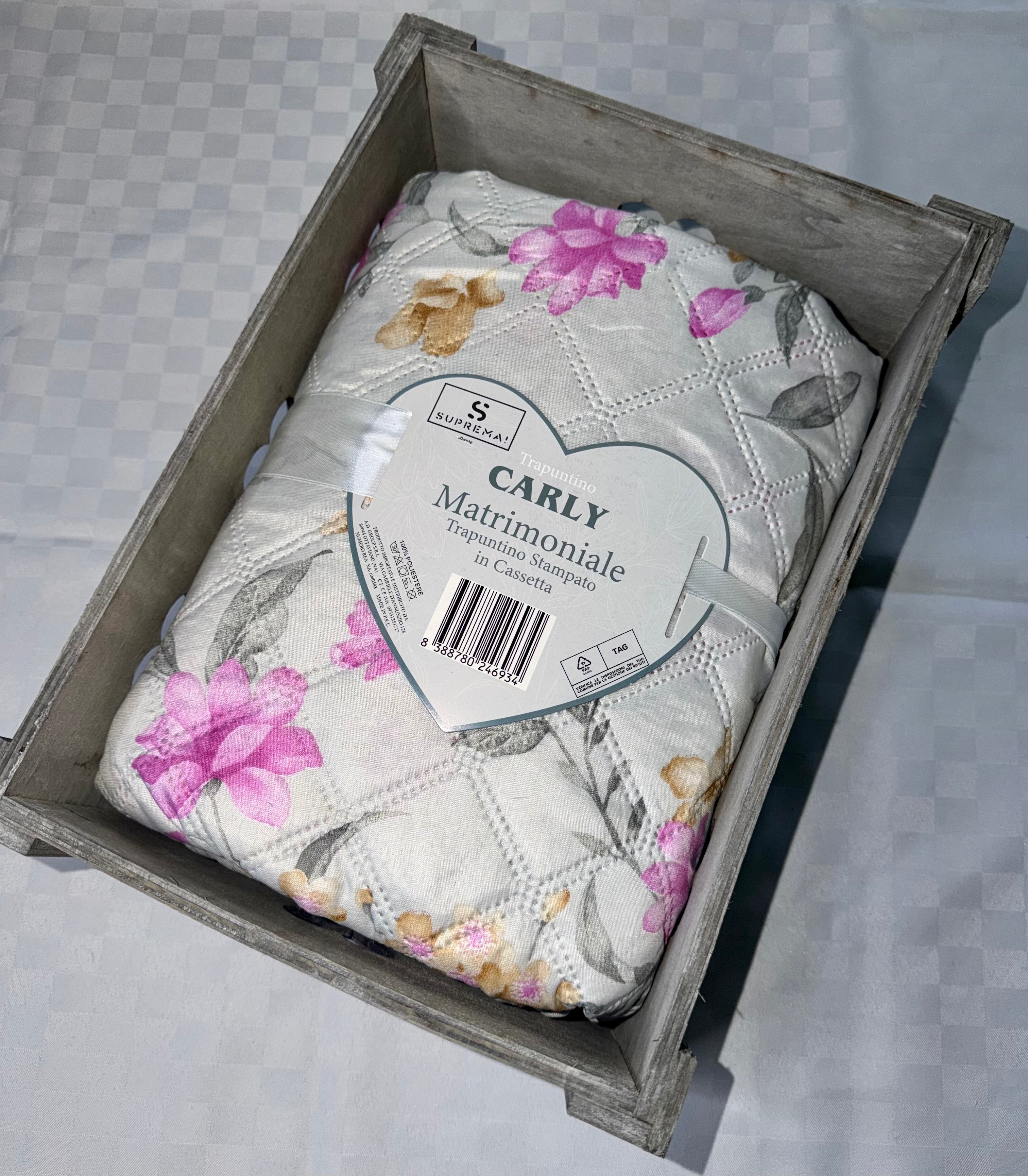 TRAPUNTINO PRIMAVERILE MATRIMONIALE misura 250x260cm (CON CASSETTA PORTA OGGETTI IN OMAGGIO)