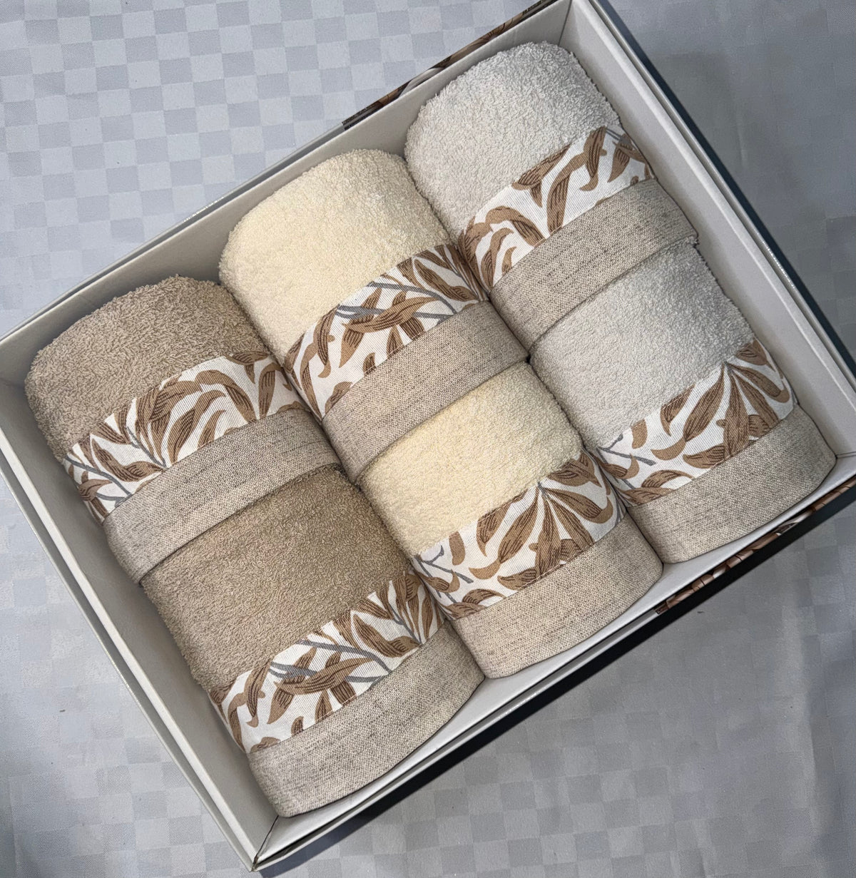 SET 6 PEZZI ASCIUGAMANO BAGNO IN SPUGNA contiene 3 Grandi Viso+3 Piccole Ospite