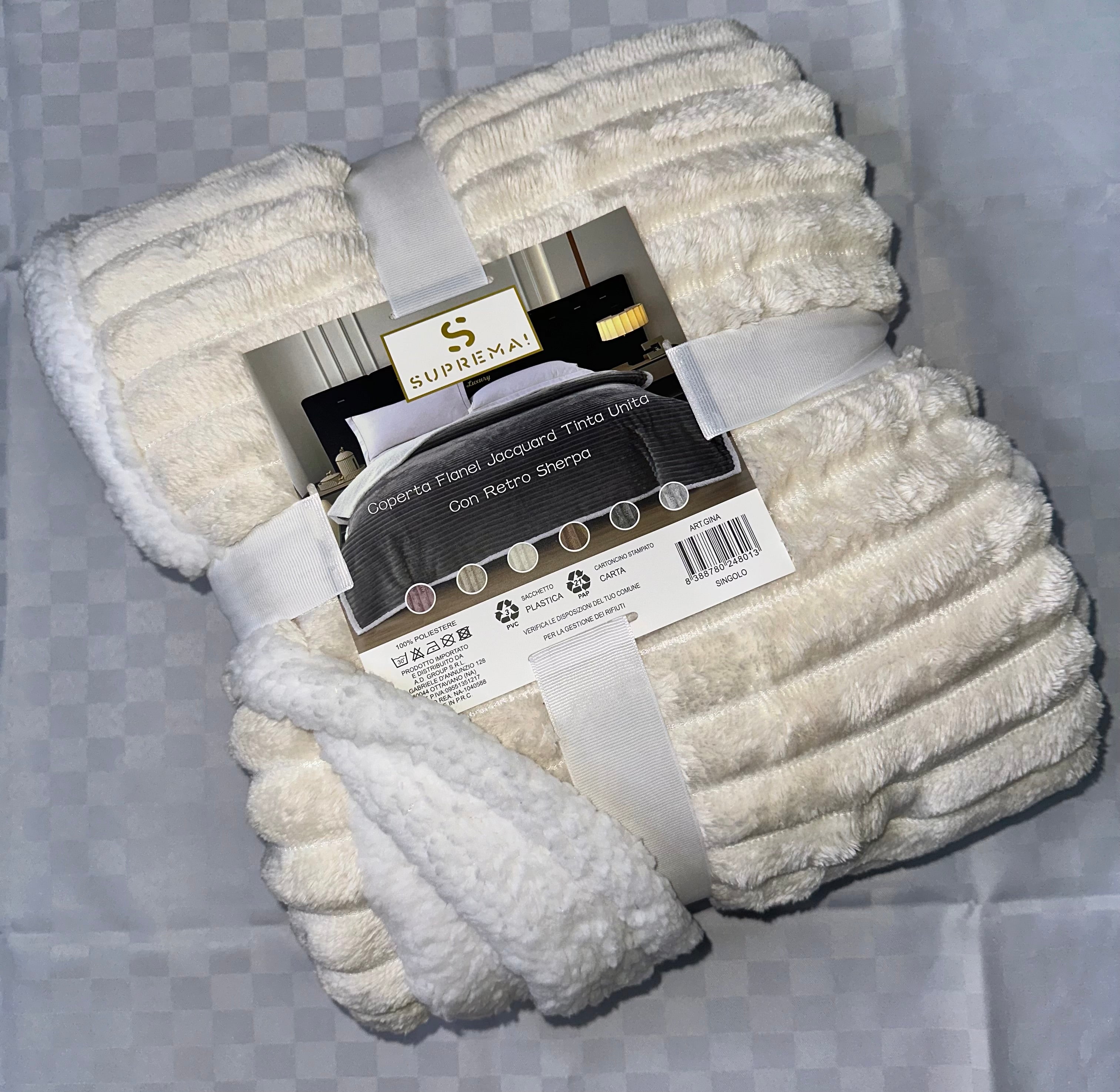 COPERTA PLAID IN MORBIDO PILE CON STRATO DI PELLICCIA SOTTO misura 160x200cm