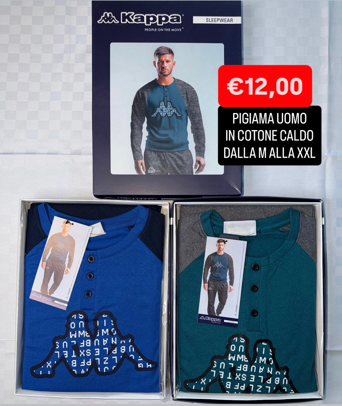 PIGIAMA UOMO IN COTONE CALDO Manica lunga e Pantalone lungo