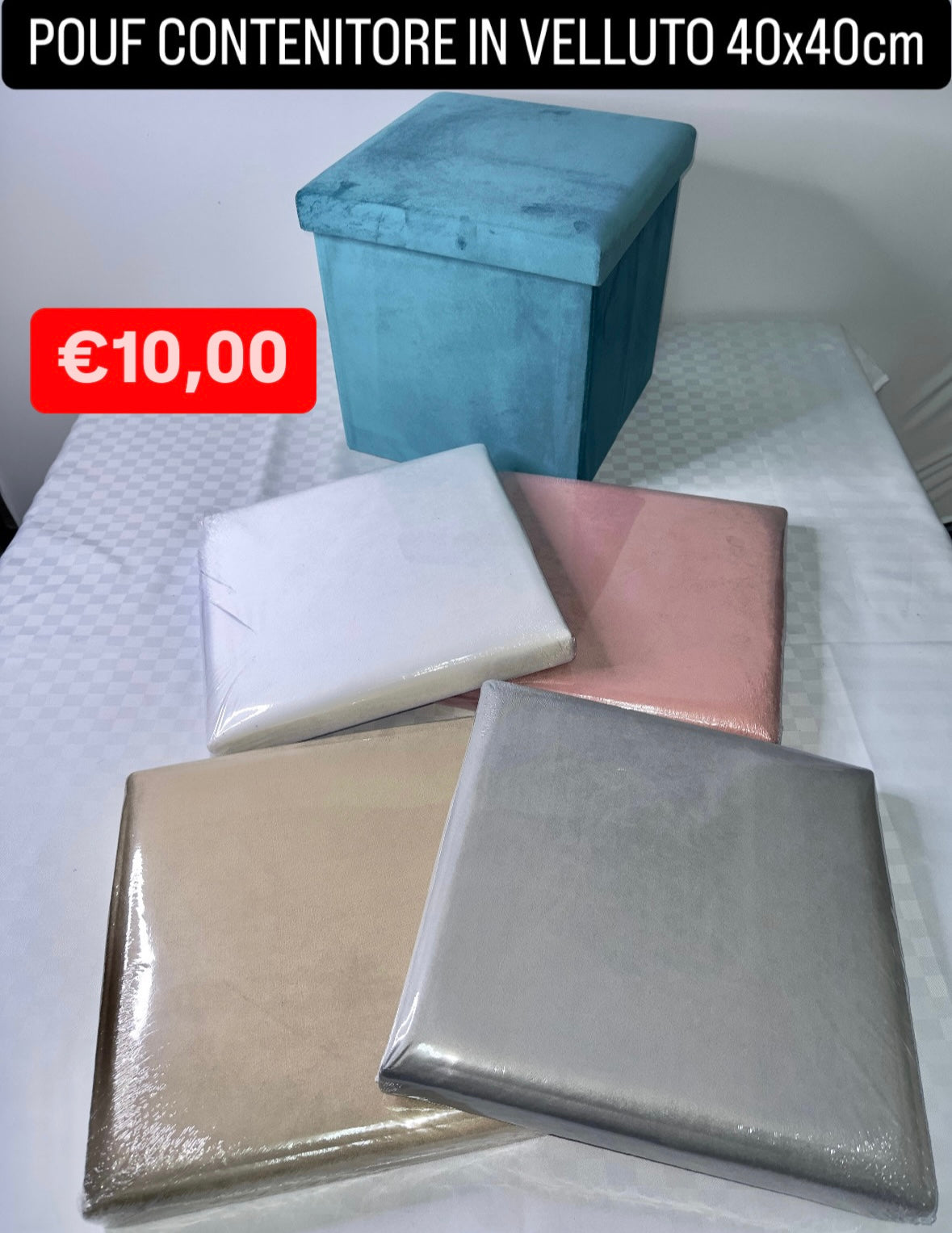 POUF CONTENITORE IN VELLUTO misura 40x40cm