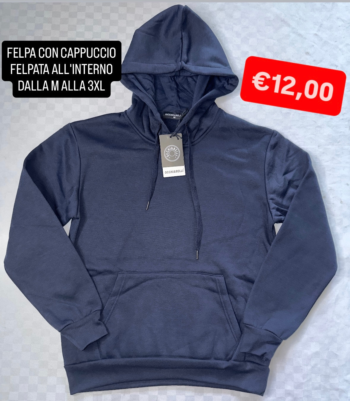 FELPA CON CAPPUCCIO FELPATA ALL'INTERNO