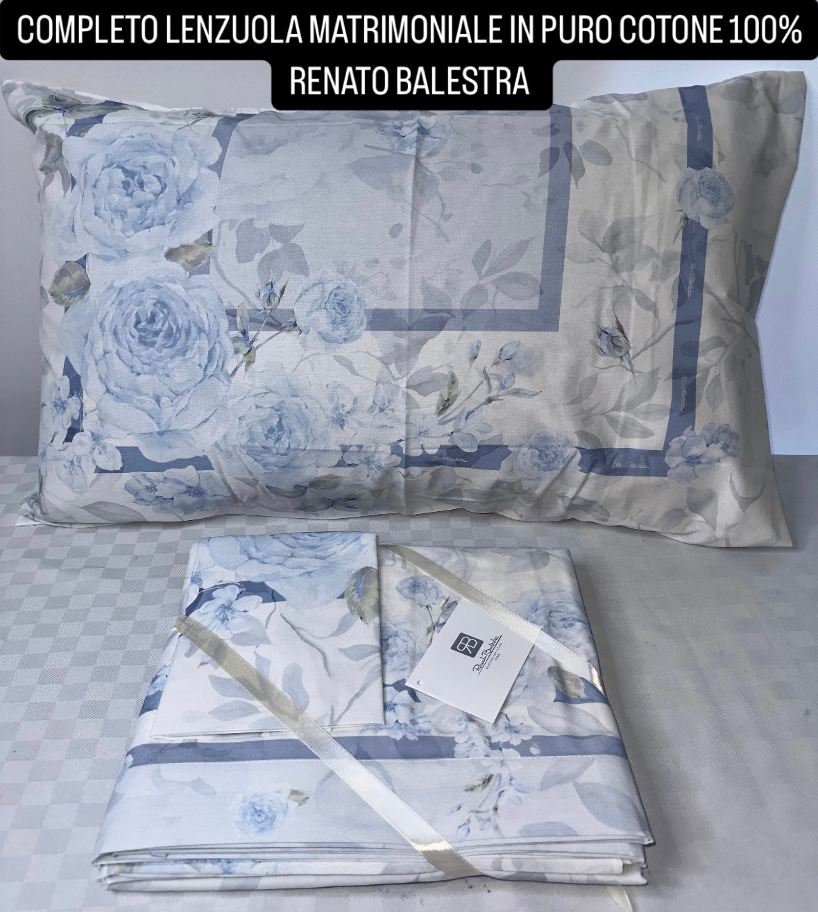 COMPLETO LENZUOLA MATRIMONIALE IN 100% PURO COTONE RENATO BALESTRA (Lenzuolo sopra,Lenzuolo sotto con angoli e due federe)