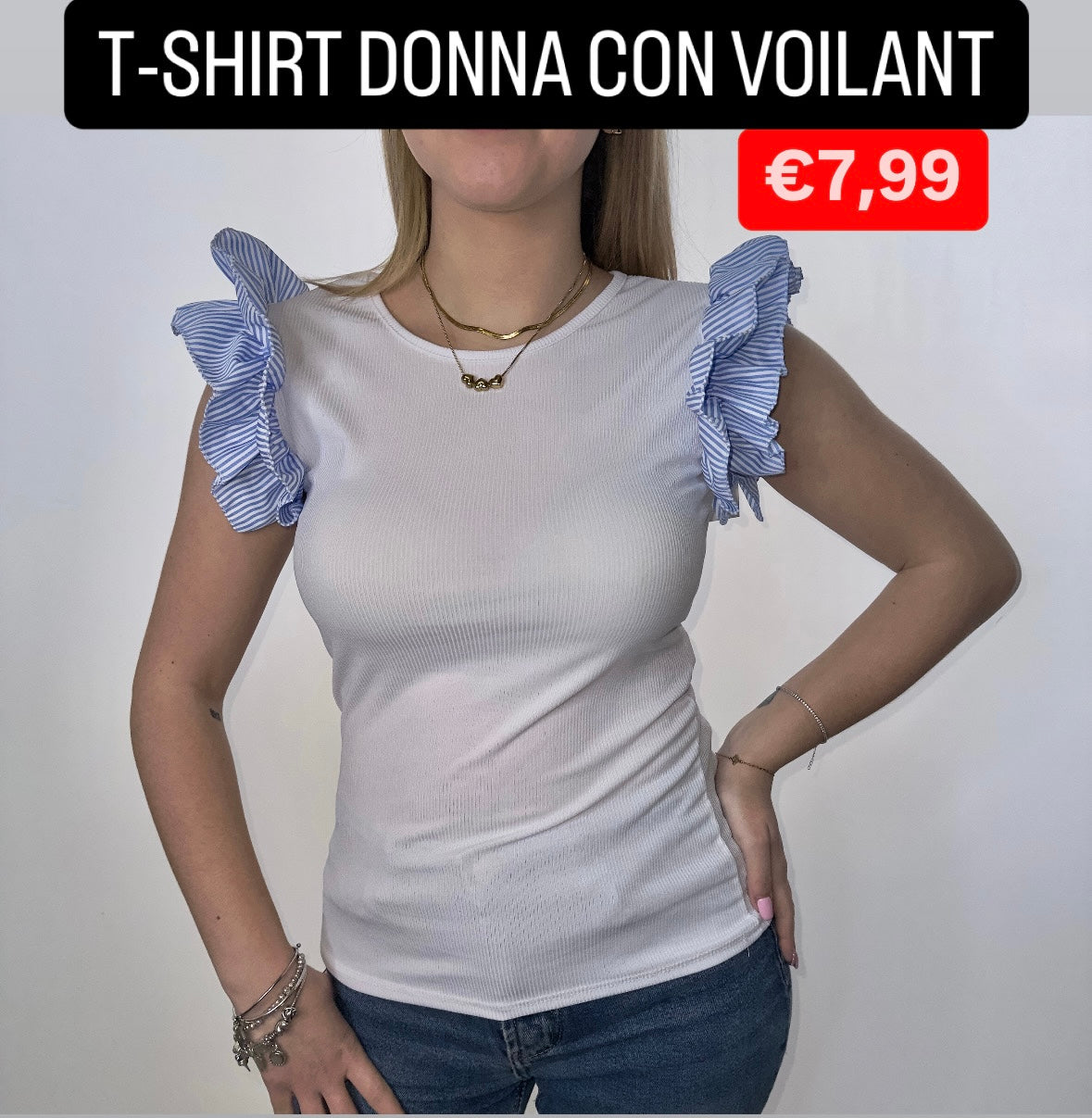 T-SHIRT DONNA CON VOILANT TAGLIA UNICA