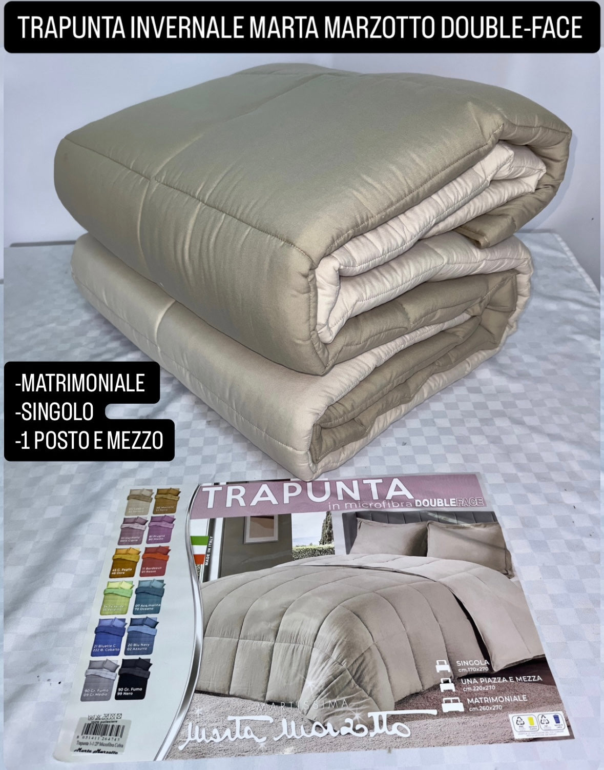 TRAPUNTA INVERNALE MARTA MARZOTTO DOUBLE-FACE Matrimoniale,Singolo e 1 Posto e mezzo