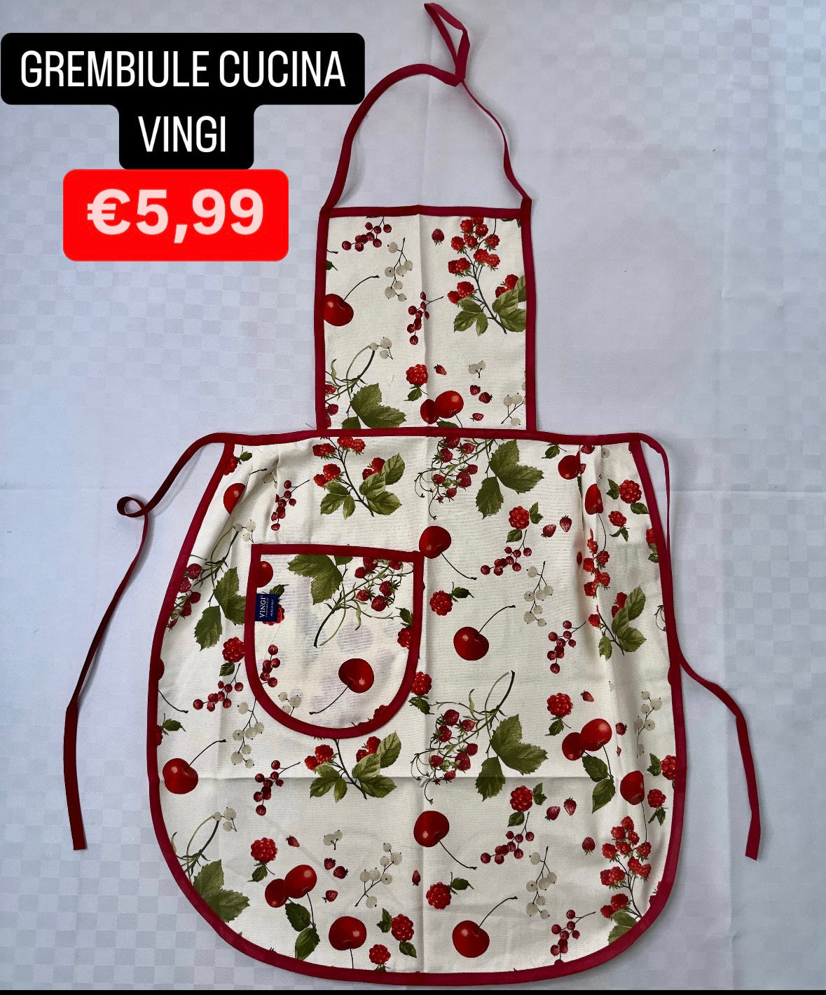 GREMBIULE CUCINA VINGI IN COTONE CON LACCI
