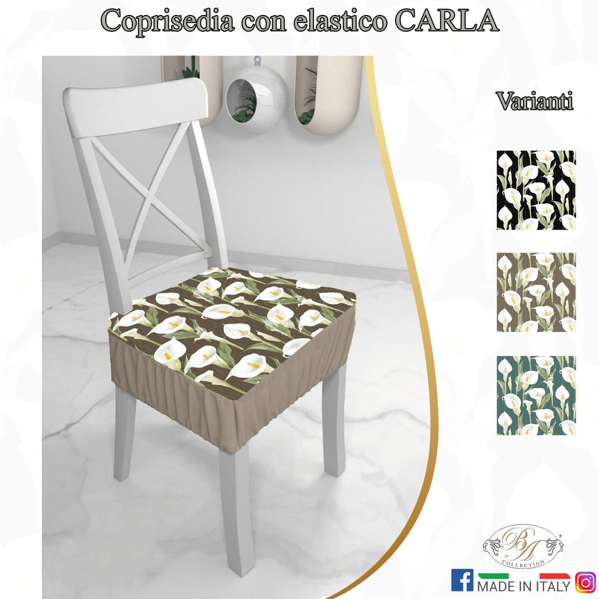 SET 6 PEZZI CUSCINI SEDIA CON ELASTICO Fantasia Carla
