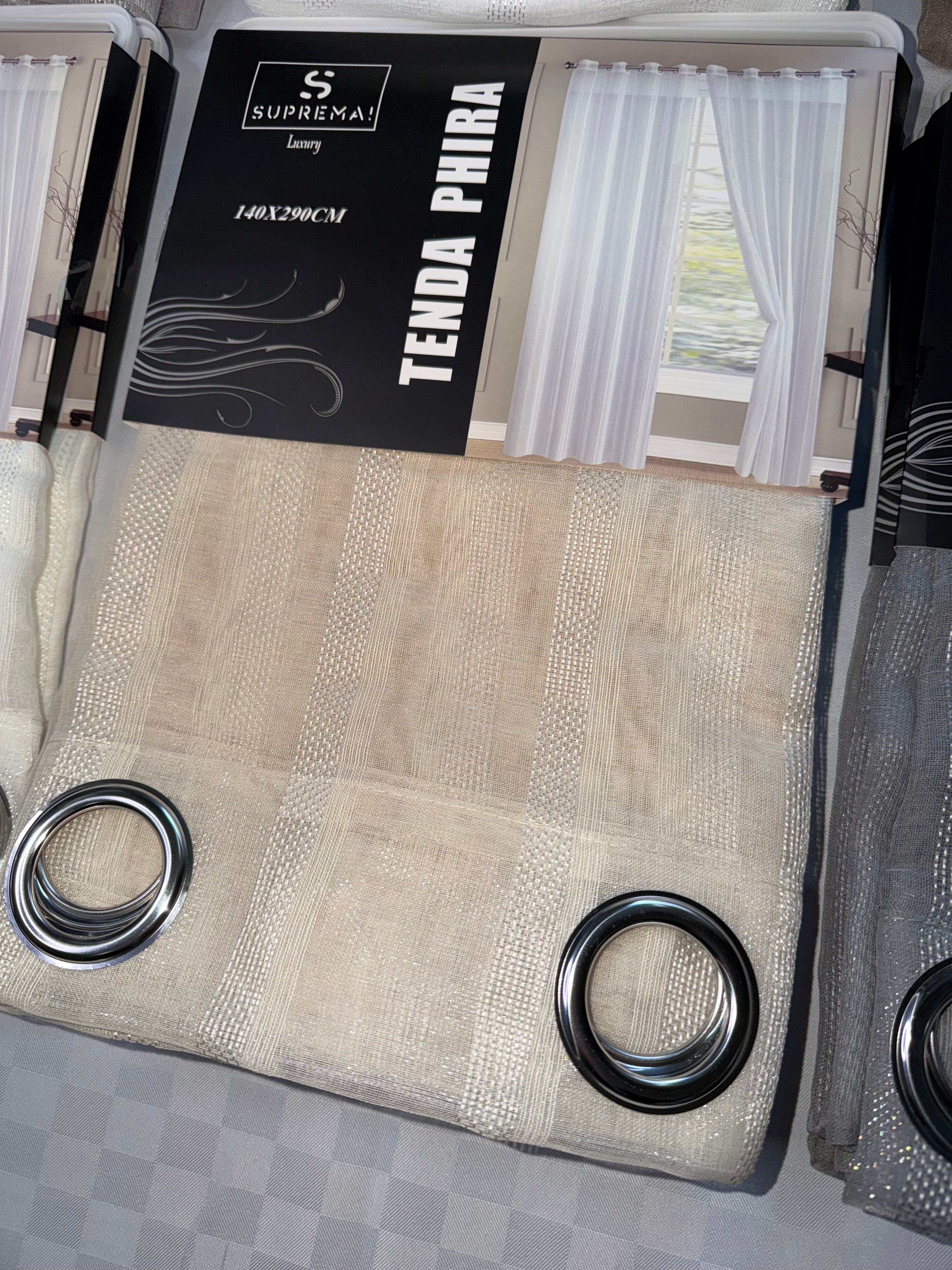 COPPIA DI TENDE PER INTERNI VELATE CONFEZIONE DA 2 TELI (OGNI TELO MISURA 140x290cm) art. Phira