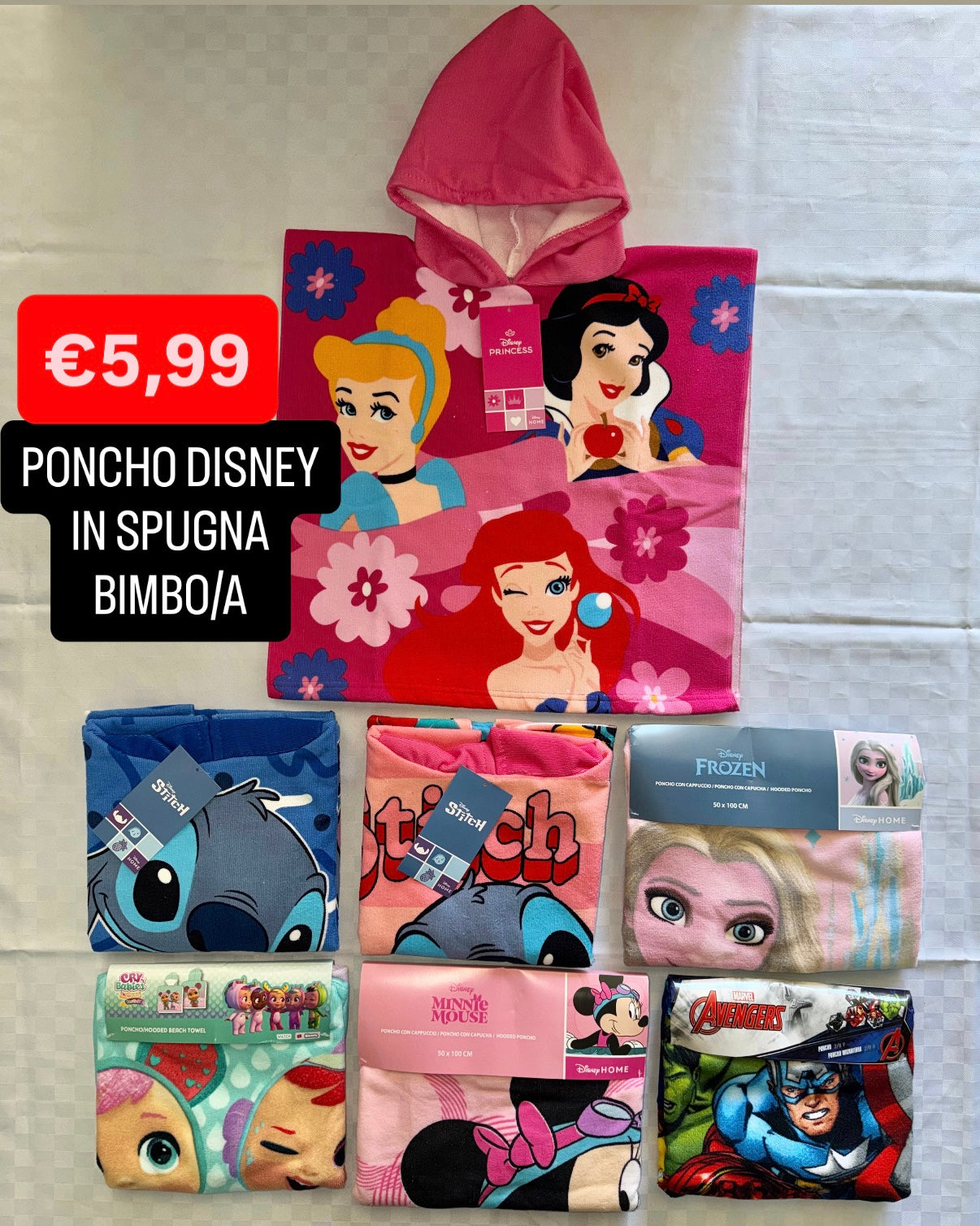 PONCHO BIMBO/A IN SPUGNA CON CAPPUCCIO