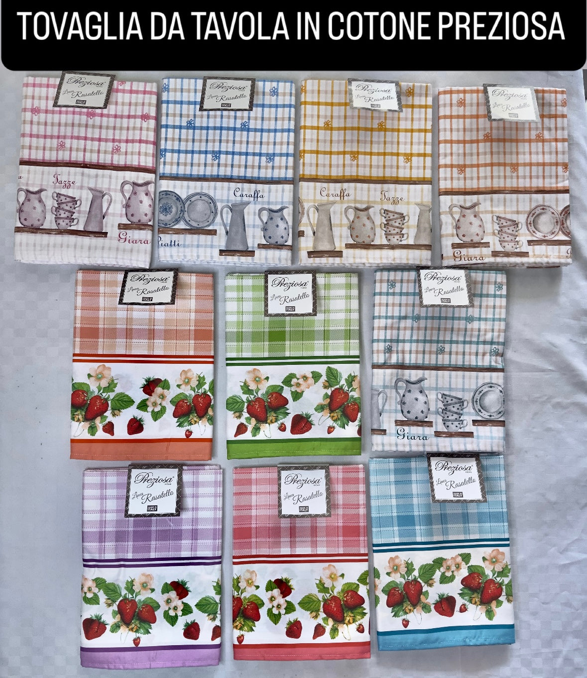 TOVAGLIA DA TAVOLA IN COTONE 100% PREZIOSA X6 PERSONE (140x180cm) e X12 PERSONE (140x240cm)