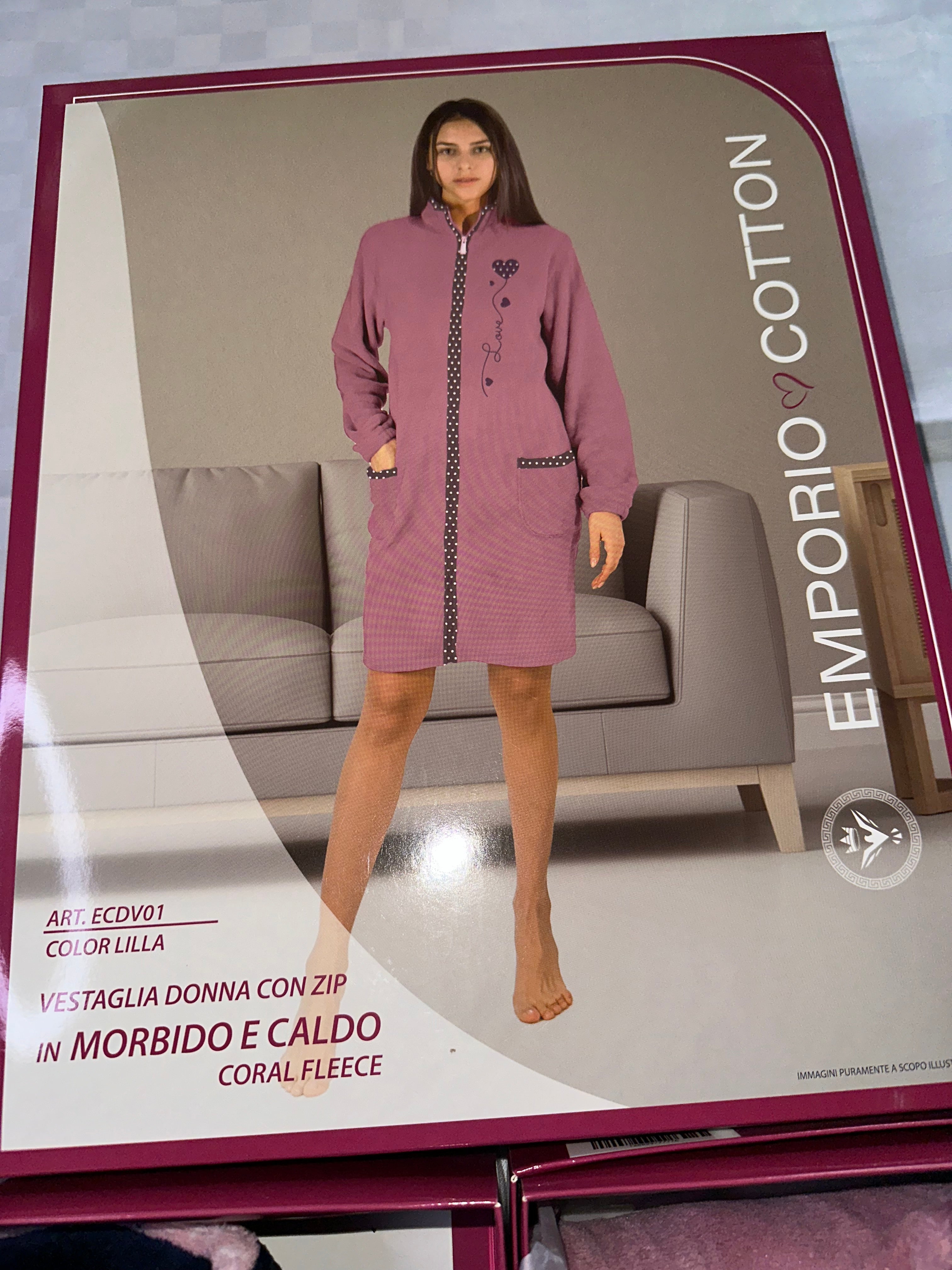 VESTAGLIA DONNA IN MORBIDO PILE CON CERNIERA