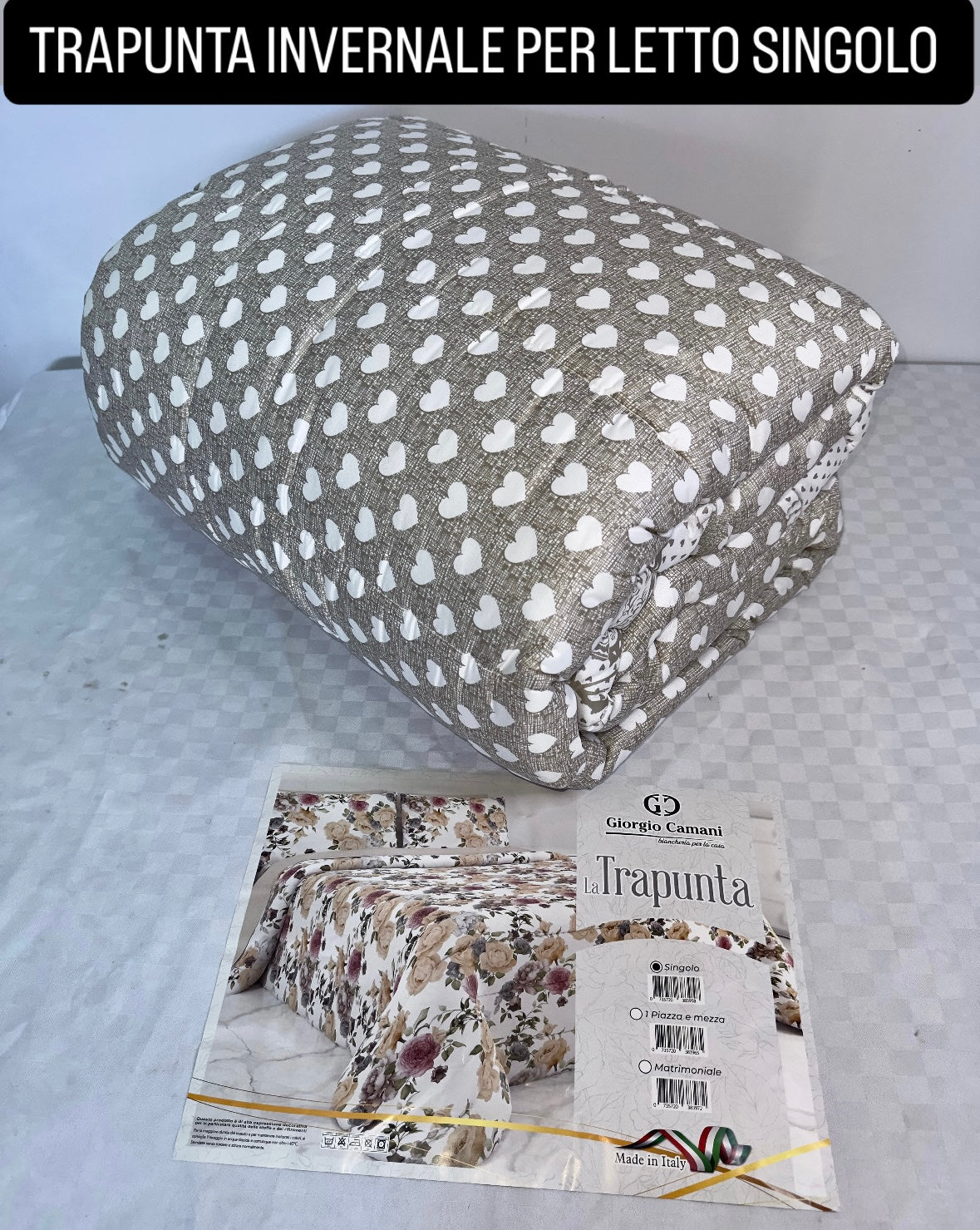 TRAPUNTA INVERNALE PER LETTO SINGOLO 160x250cm