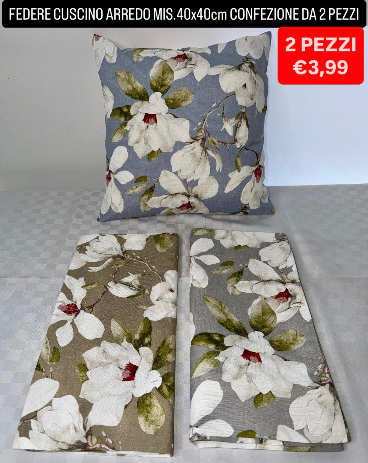 FEDERE CUSCINO  ARREDO MIS.40x40cm CONFEZIONE DA 2 PEZZI Fantasia Iris