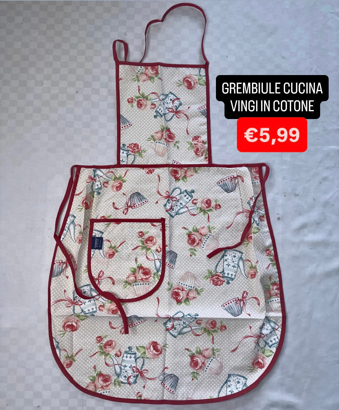 GREMBIULE CUCINA VINGI IN COTONE CON LACCI