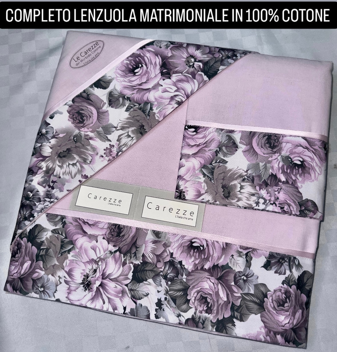 COMPLETO LENZUOLA MATRIMONIALE IN 100% COTONE Lenzuolo sopra, Lenzuolo sotto con angoli e due Federe