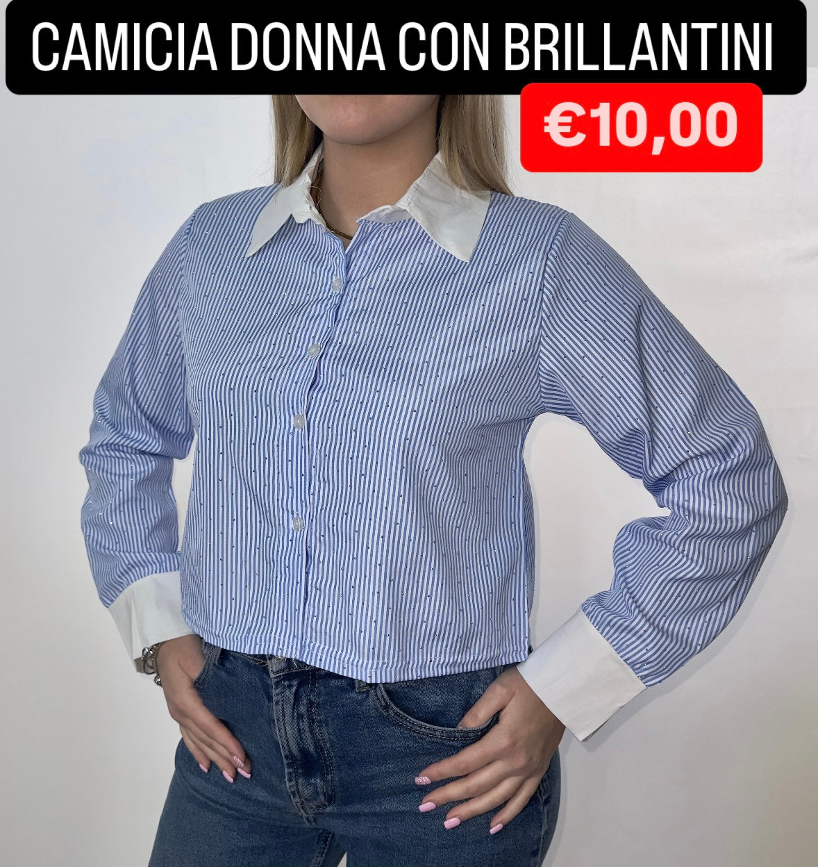 CAMICIA DONNA CON BRILLANTINI TAGLIA UNICA