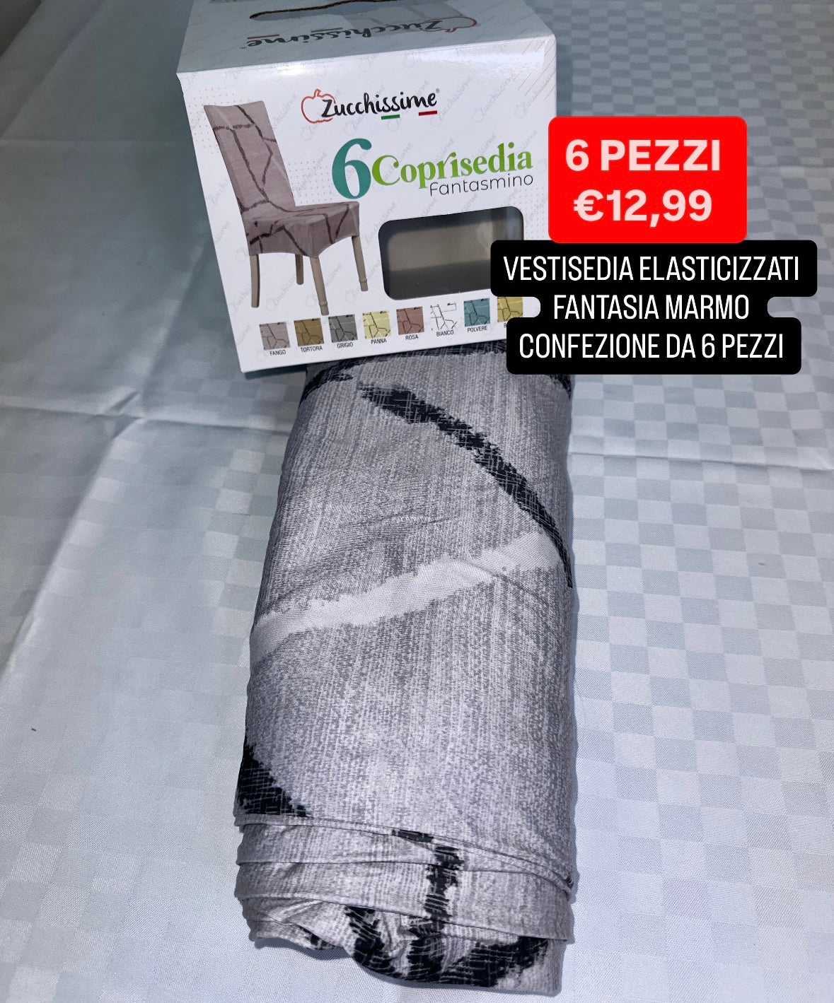 VESTISEDIA ELASTICIZZATI FANTASIA MARMO CONFEZIONE DA 6 PEZZI