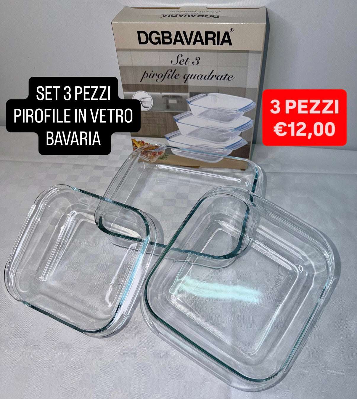 PIROFILE CUCINA IN VETRO CONFEZIONE DA 3 PEZZI