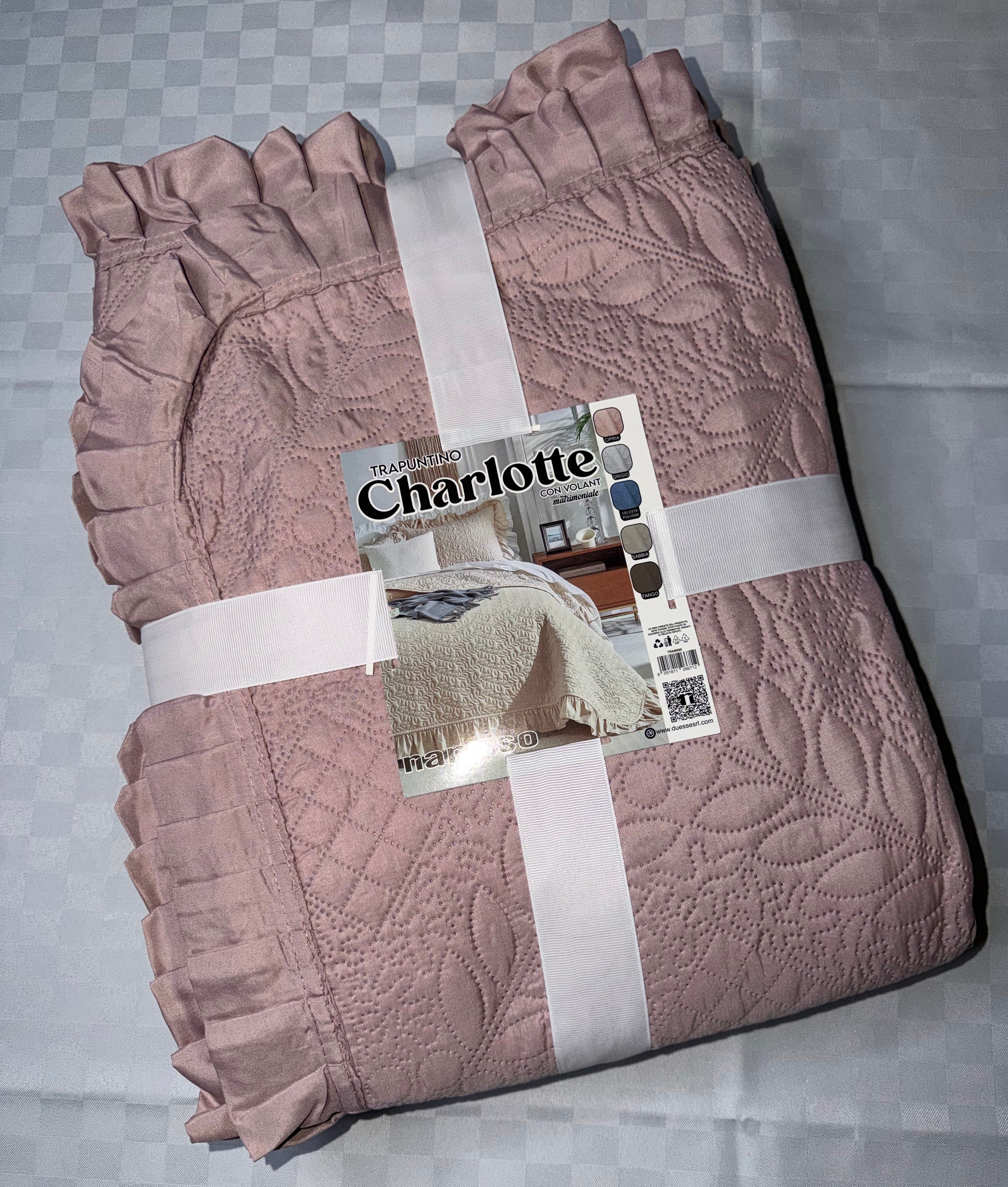 TRAPUNTINO PRIMAVERILE MATRIMONIALE CON VOILANT misura 260x260cm