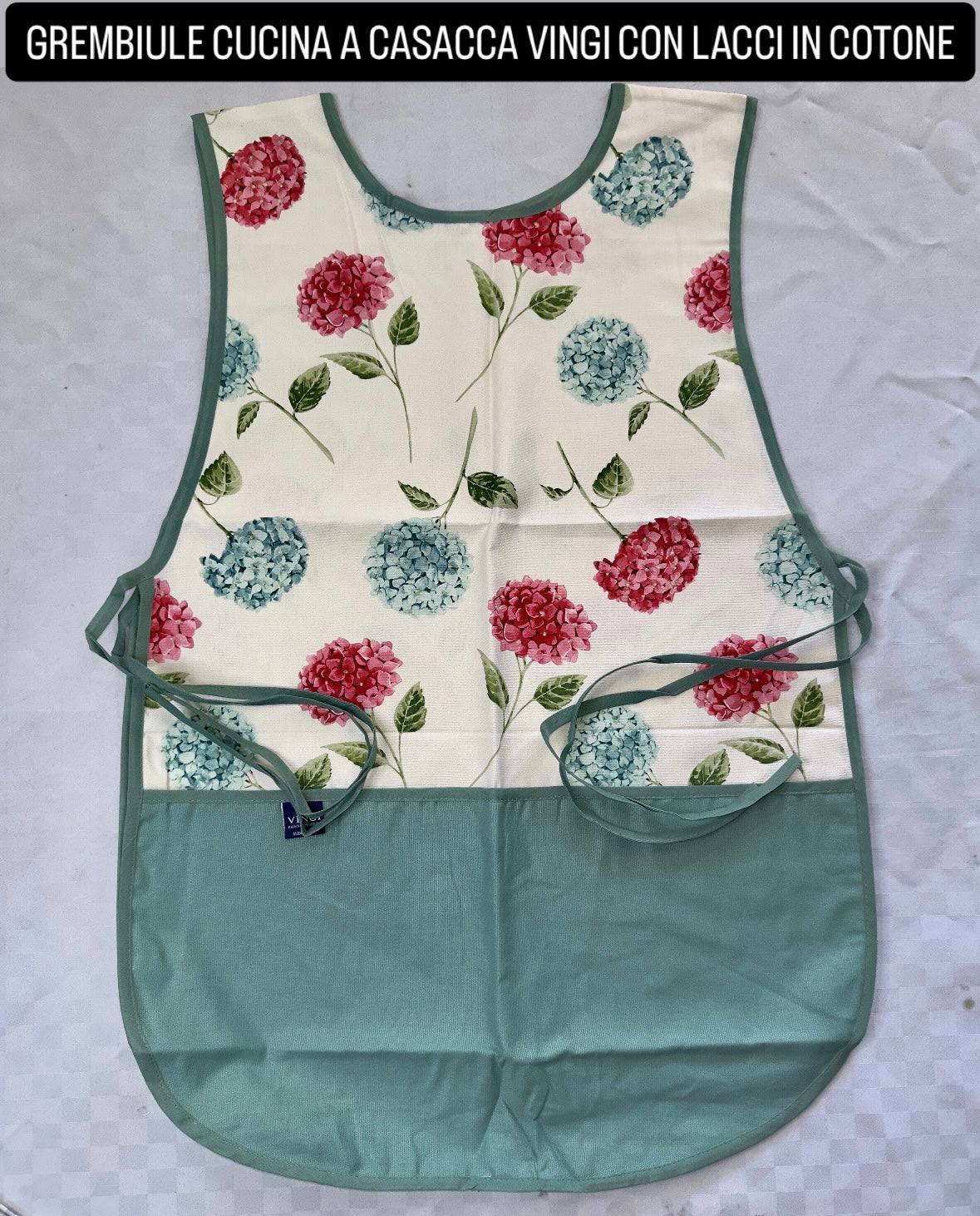GREMBIULE CUCINA A CASACCA VINGI CON LACCI IN COTONE!