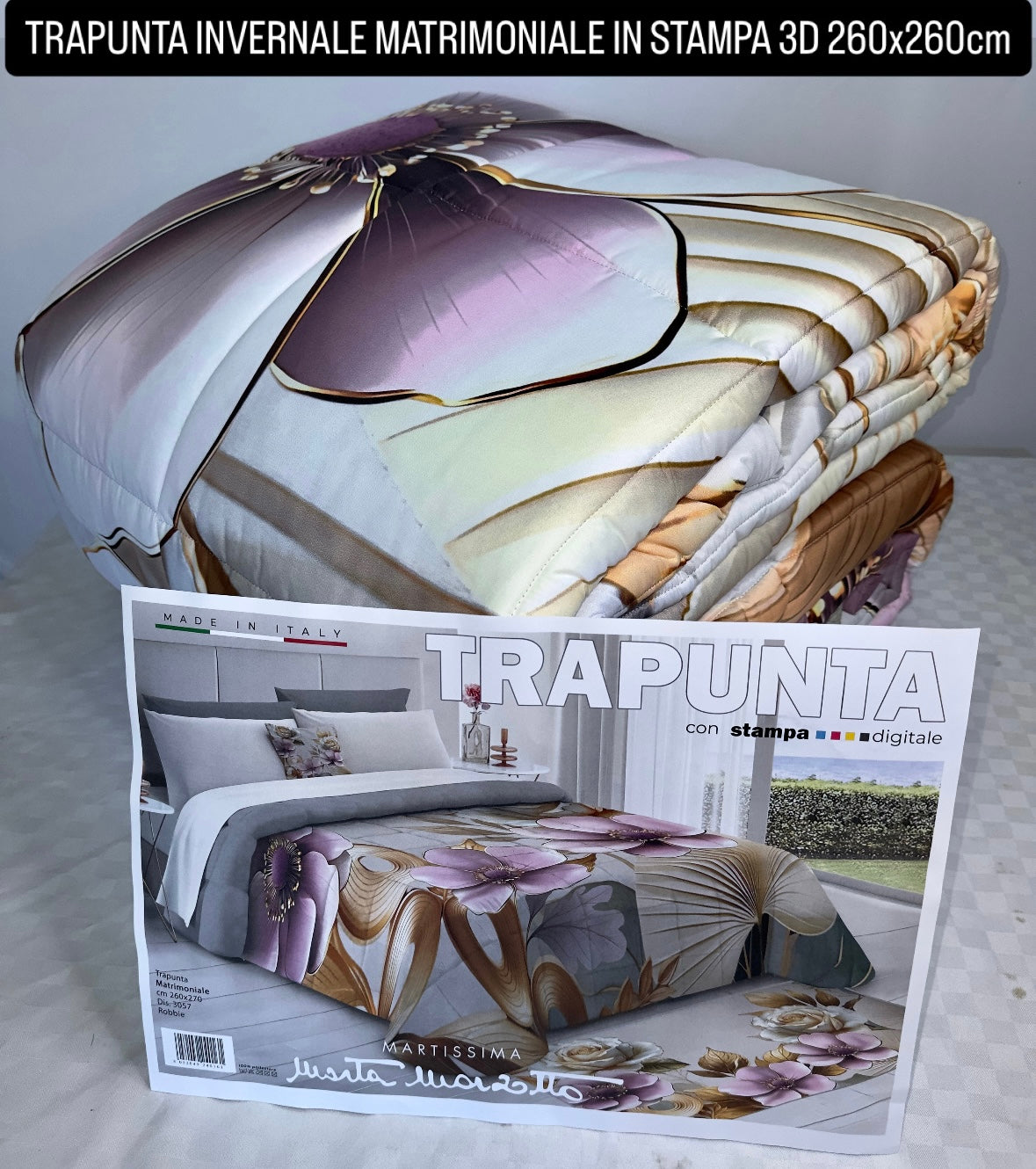 TRAPUNTA INVERNALE MATRIMONIALE IN STAMPA 3D Marta Marzotto 260x260cm