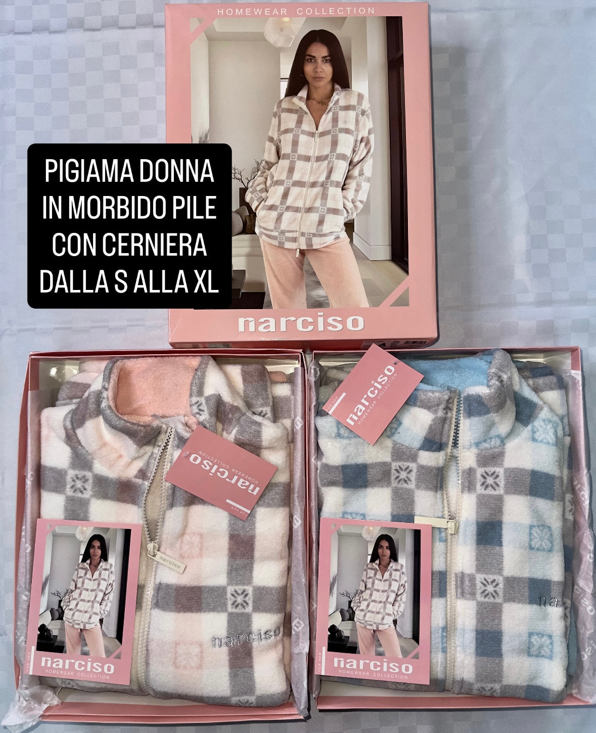 PIGIAMA DONNA IN MORBIDO PILE CON CERNIERA Manica lunga e Pantalone lungo
