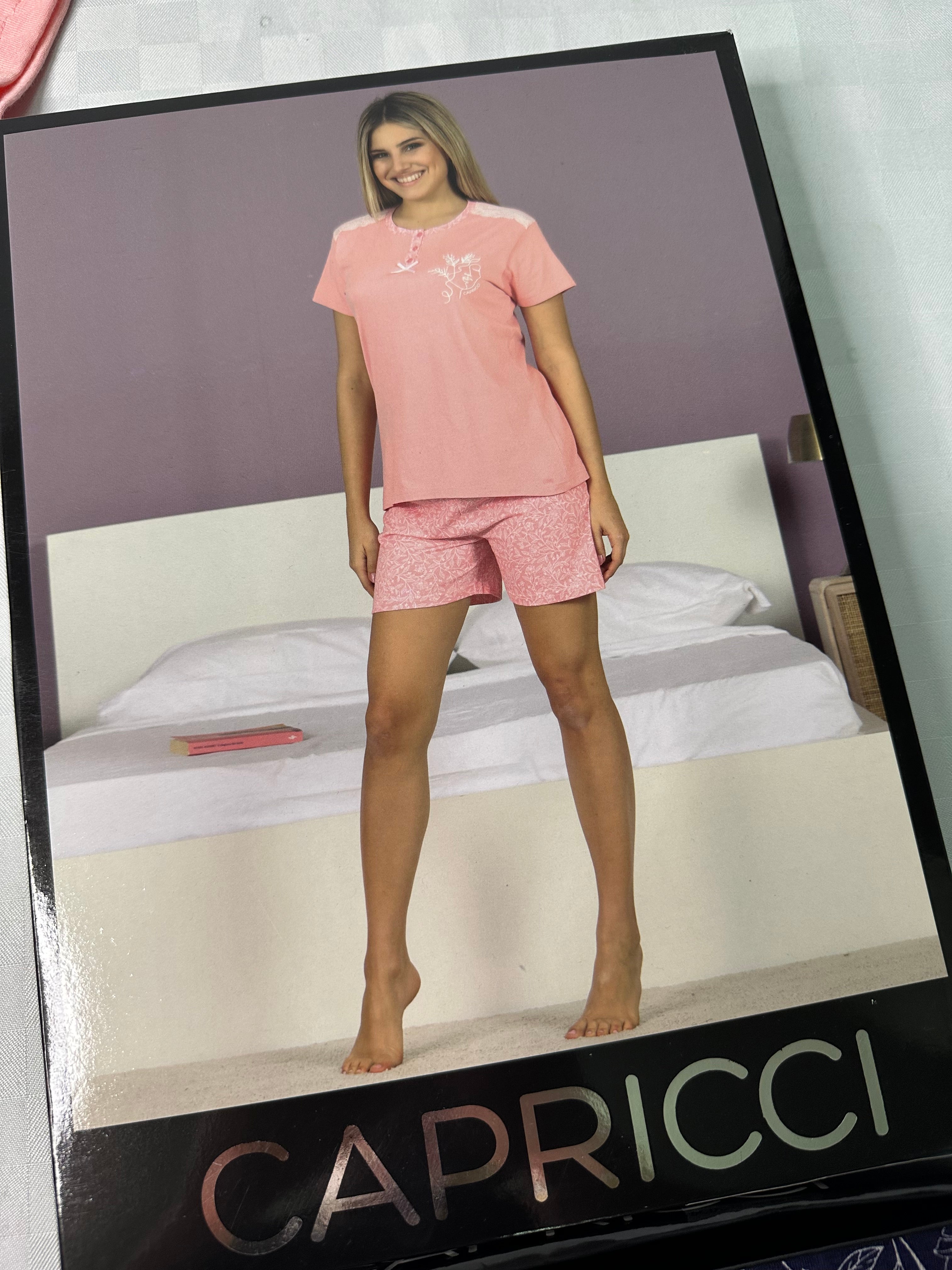 PIGIAMA DONNA IN COTONE 100% MEZZA MANICA E PANTALONCINO